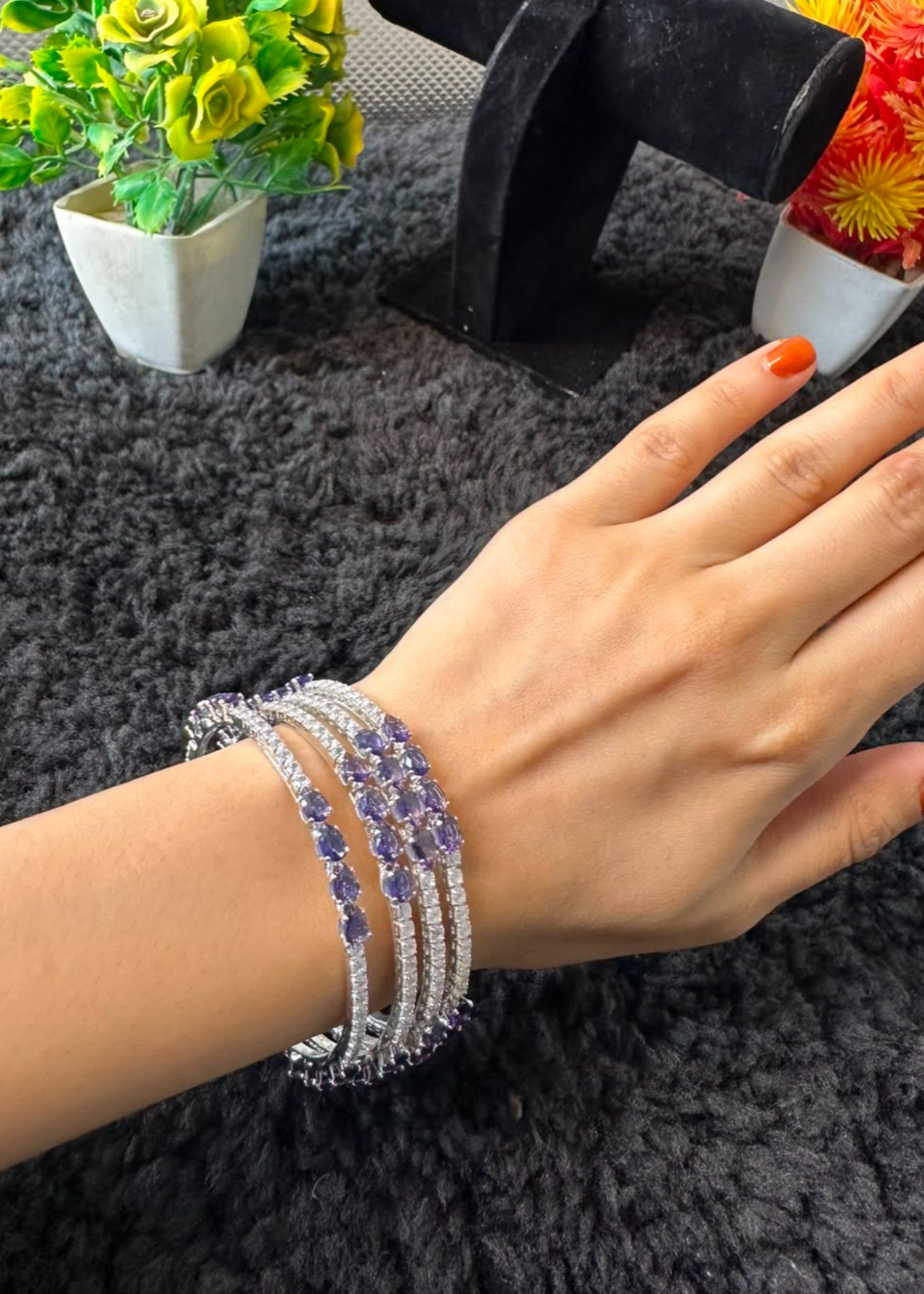 Bangles in Silver, royal purple Color by - Trendy Women Bangles IIQ9426