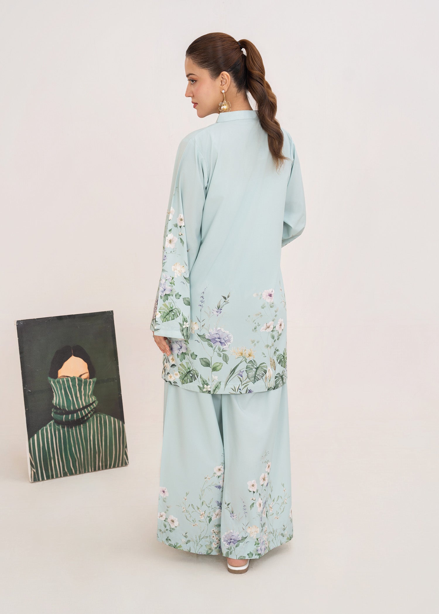 poly lawn Co Ord Sets in Ice blue