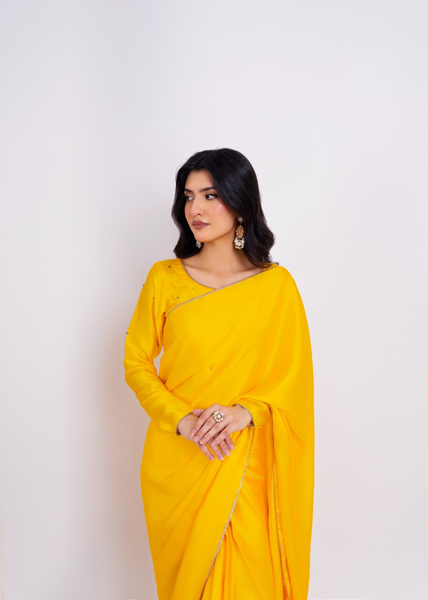 silk Saree in Yellow