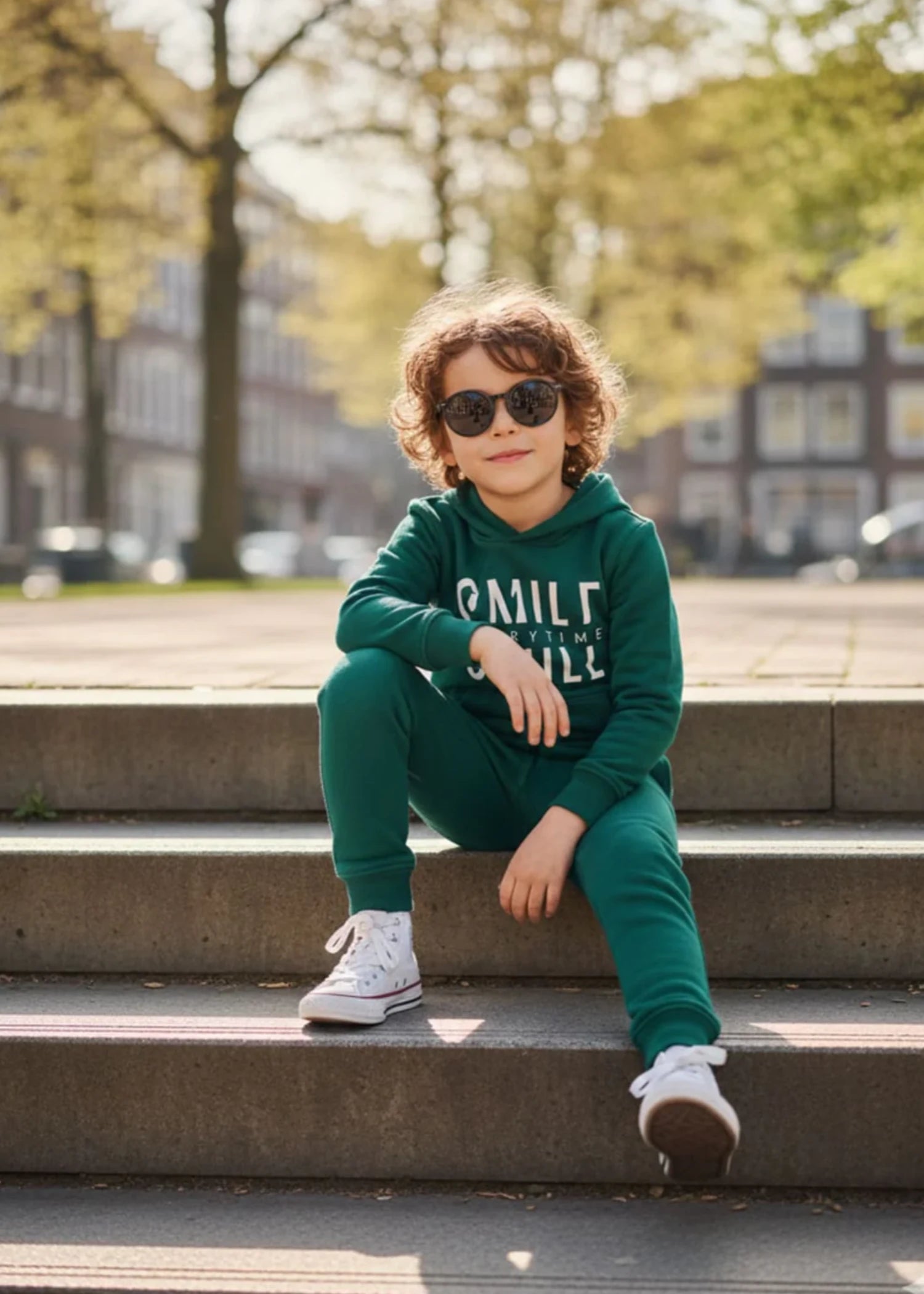 polyester Hoodie in Green