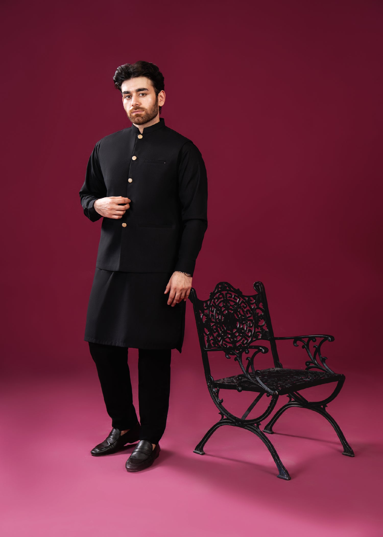wash & wear Waistcoat in Black by Muraqsh