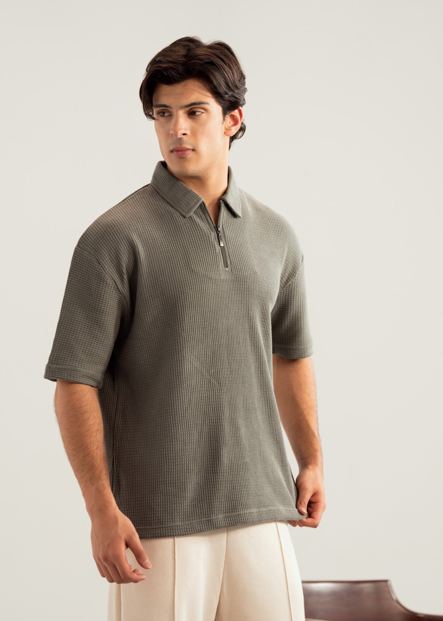 cotton pique Polo Shirt in Olive green