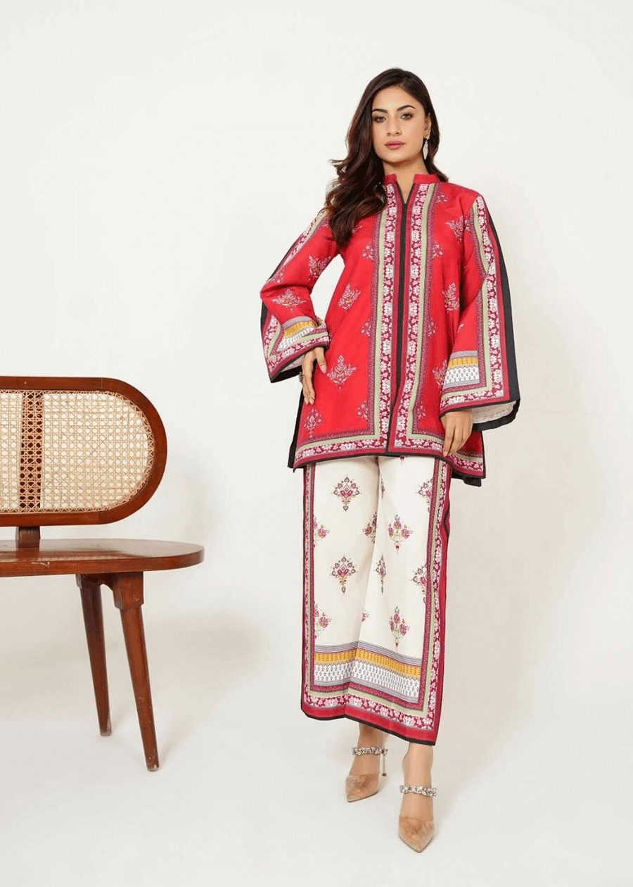 poly lawn Co Ord Sets in Red