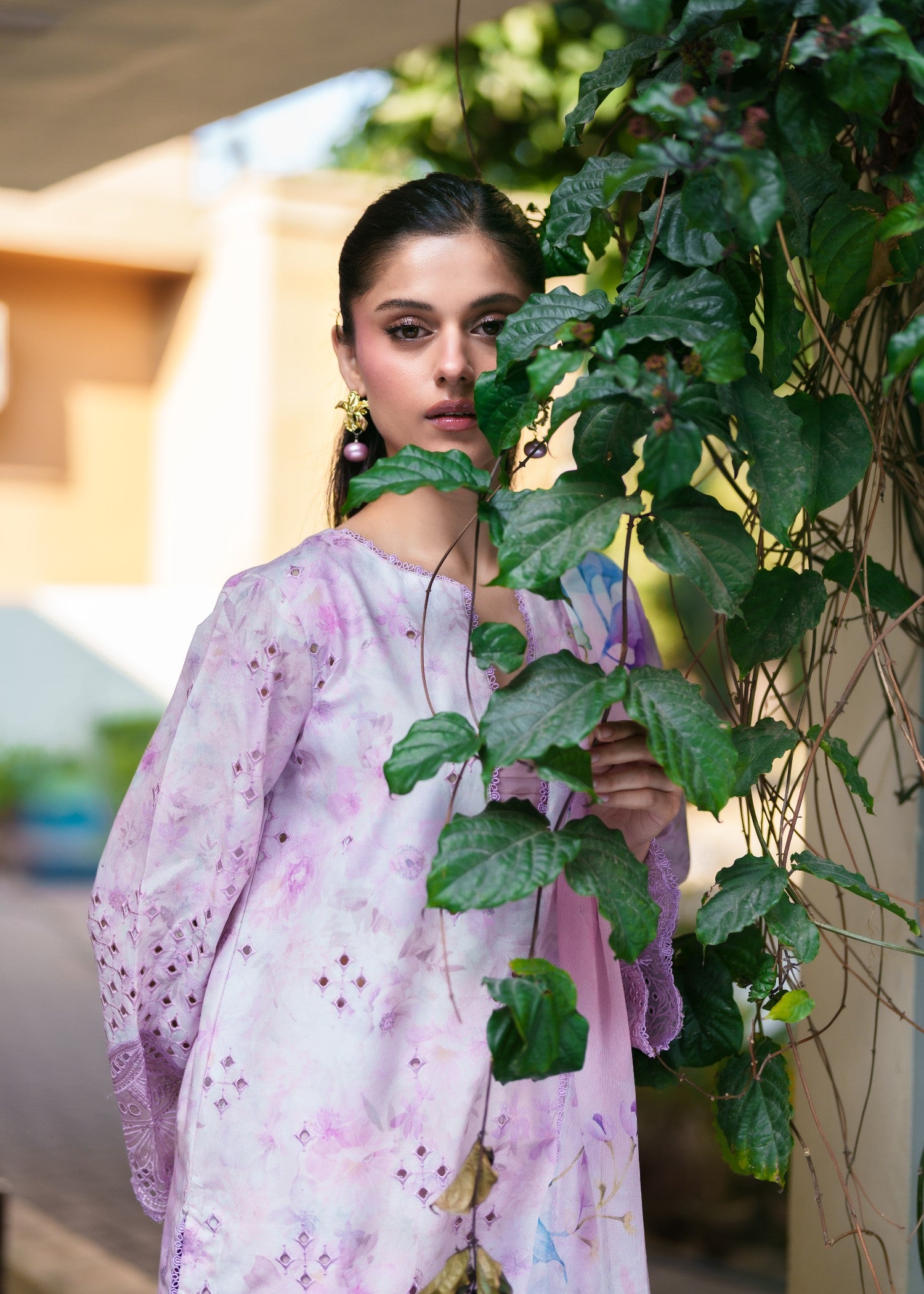 lawn Kurta Set in Lavender mist