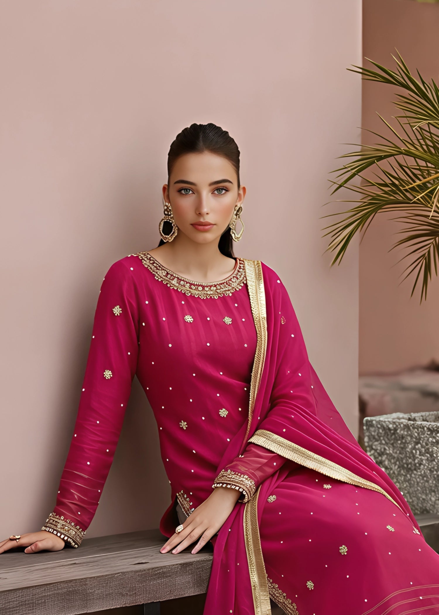 chiffon Maxi in Hot pink