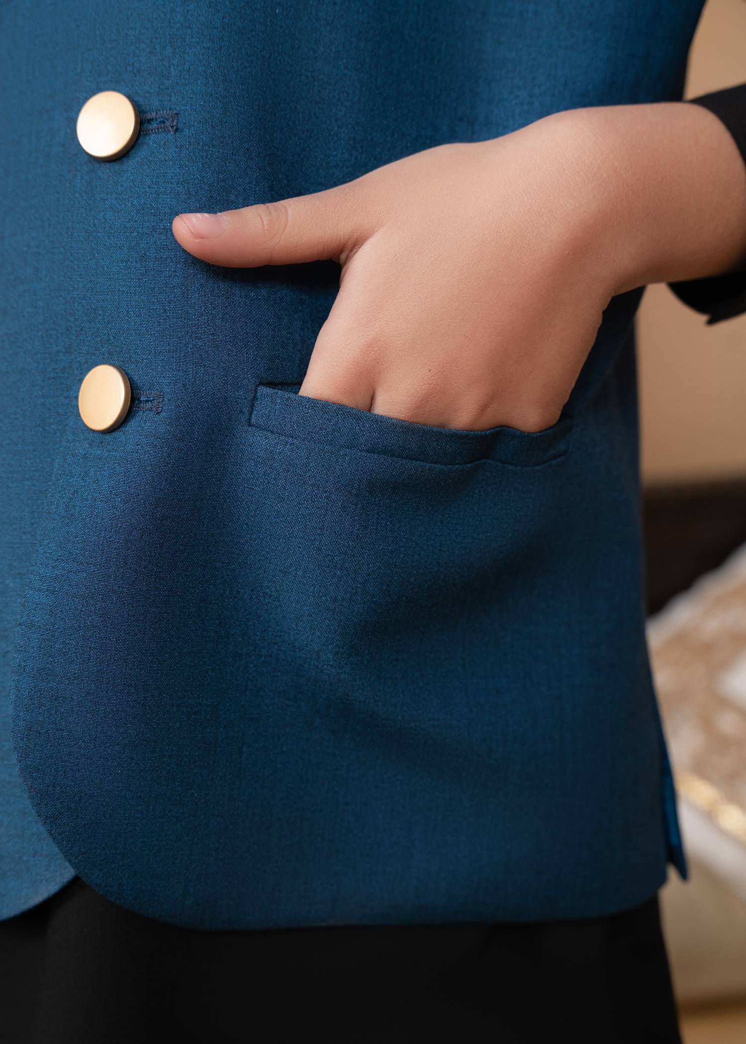 suiting Waistcoat in Teal, black