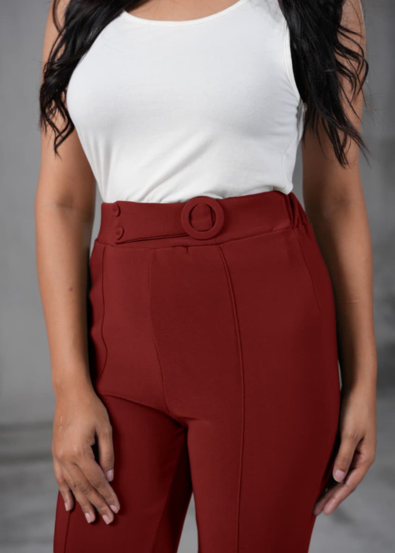 polyester Trousers in Burgundy