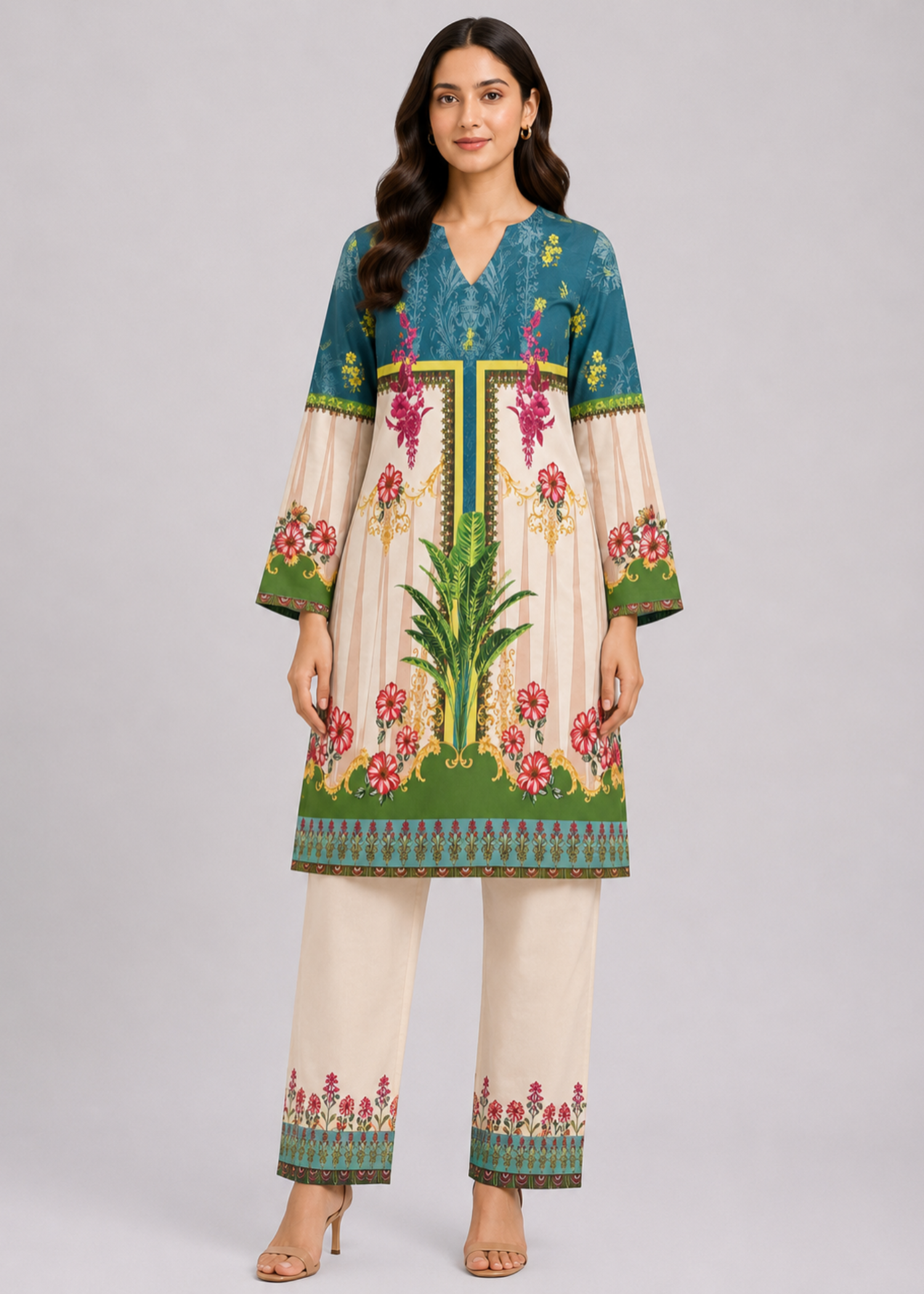 poly lawn Co Ord Sets in Sea green
