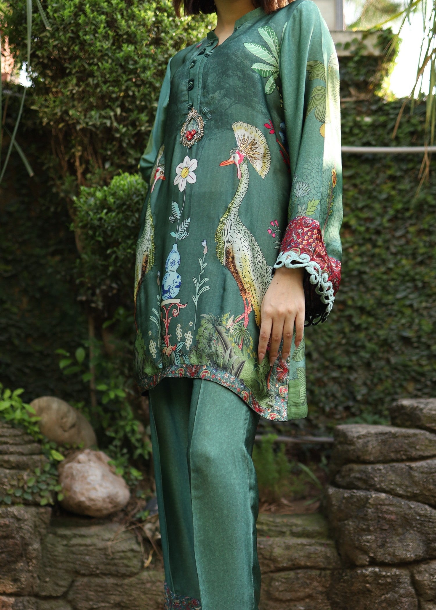 silk Co Ord Sets in Forest green