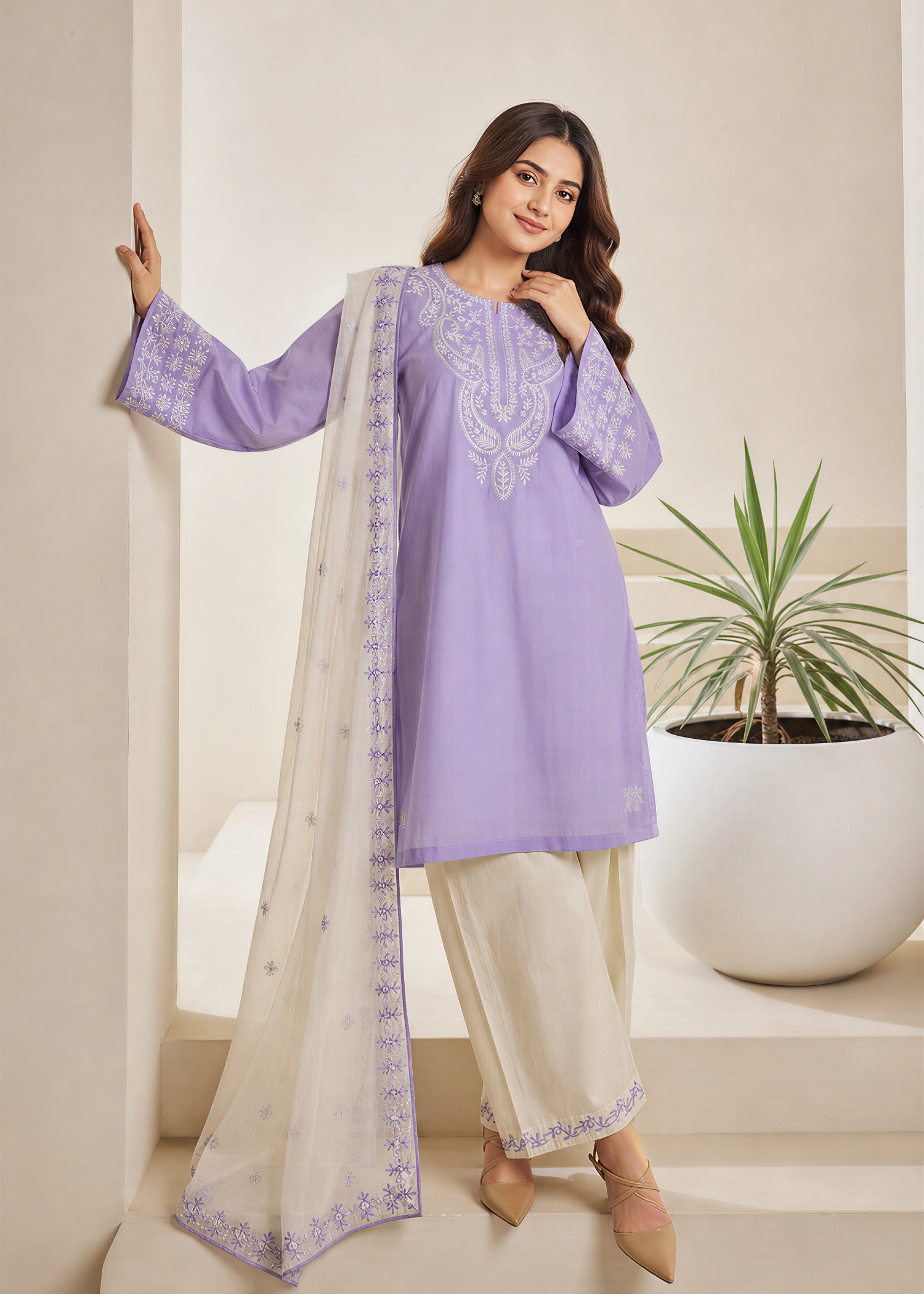lawn Kurta Set in Lupine