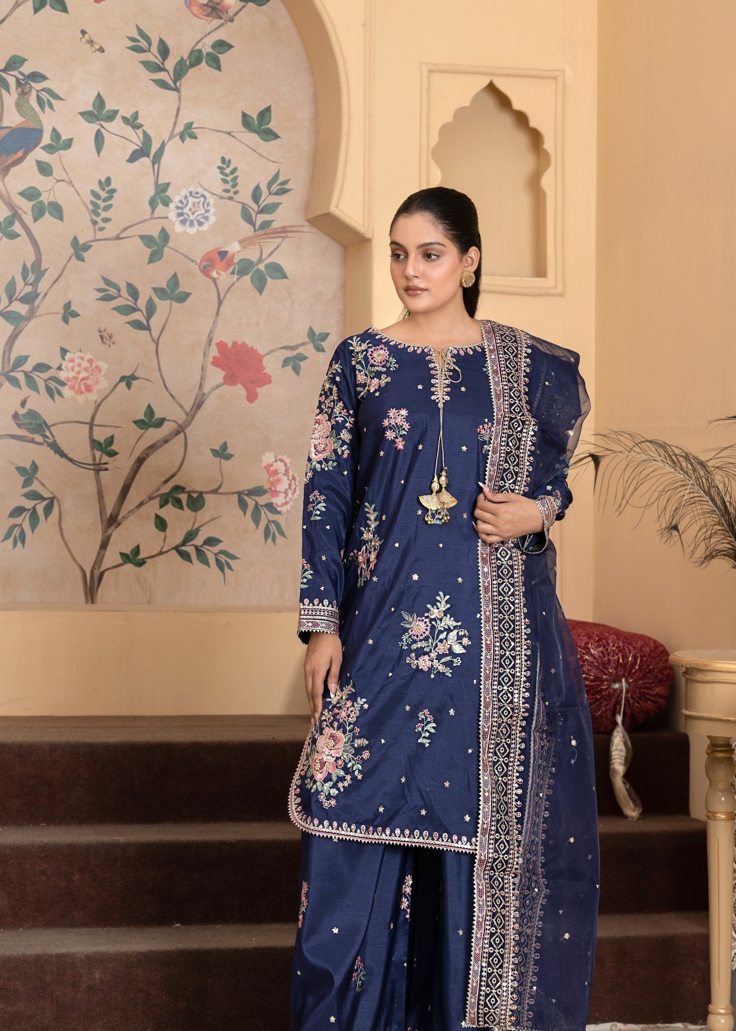 silk Kurta Set in Blue