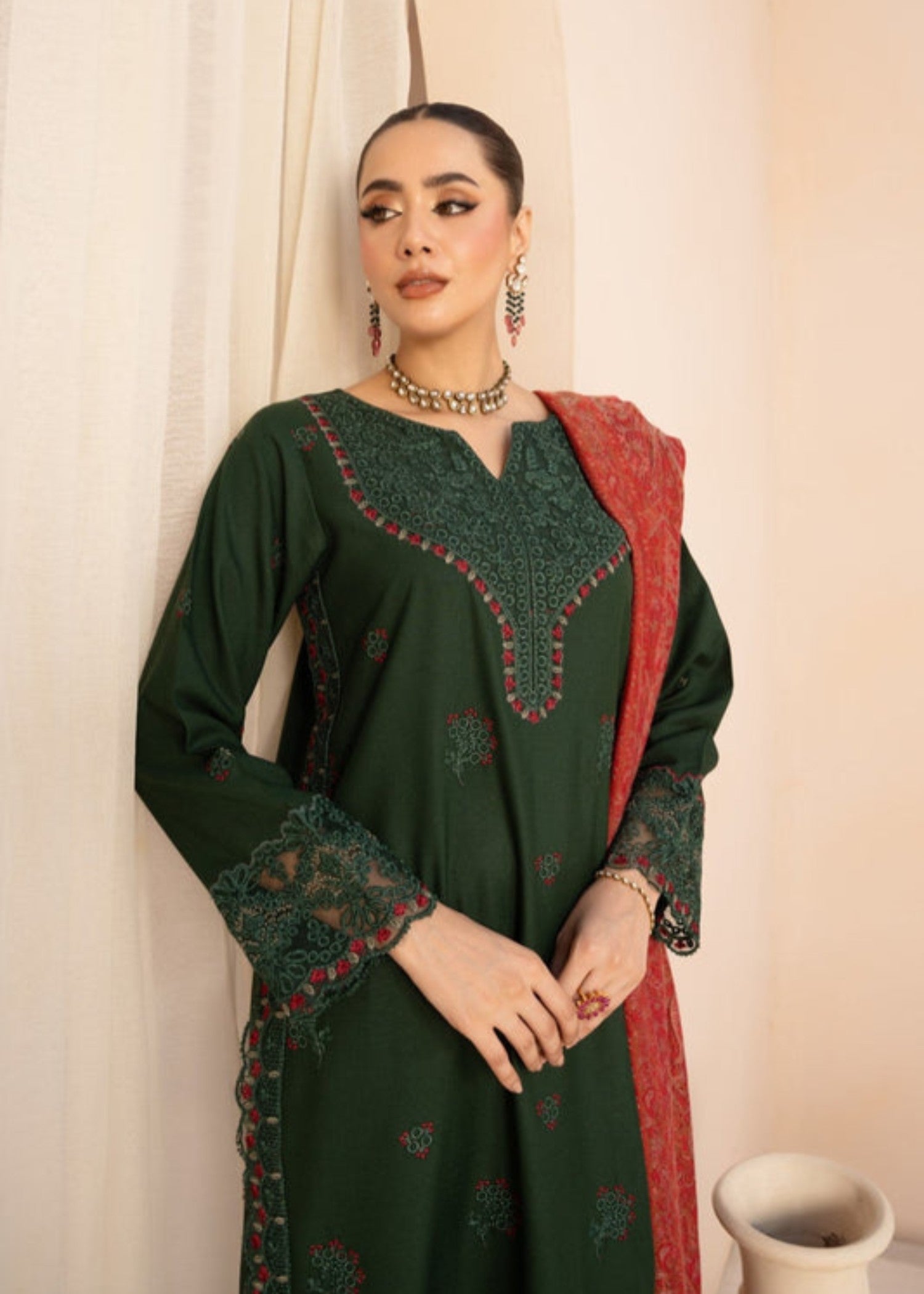 dhanak Kurta Set in Apple green