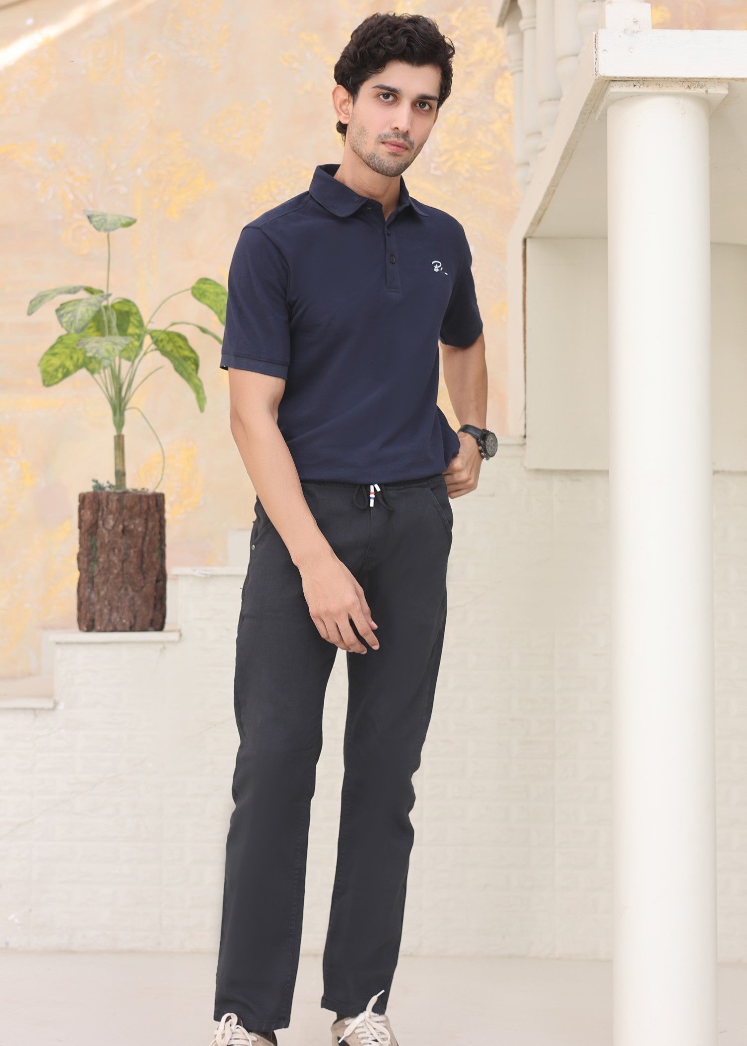 cotton Polo Shirt in Moonlight blue