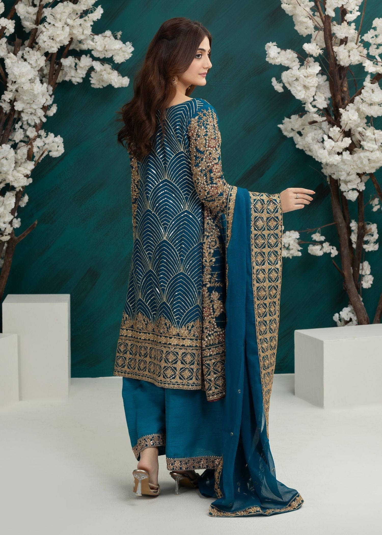 chiffon Gown in Sapphire blue