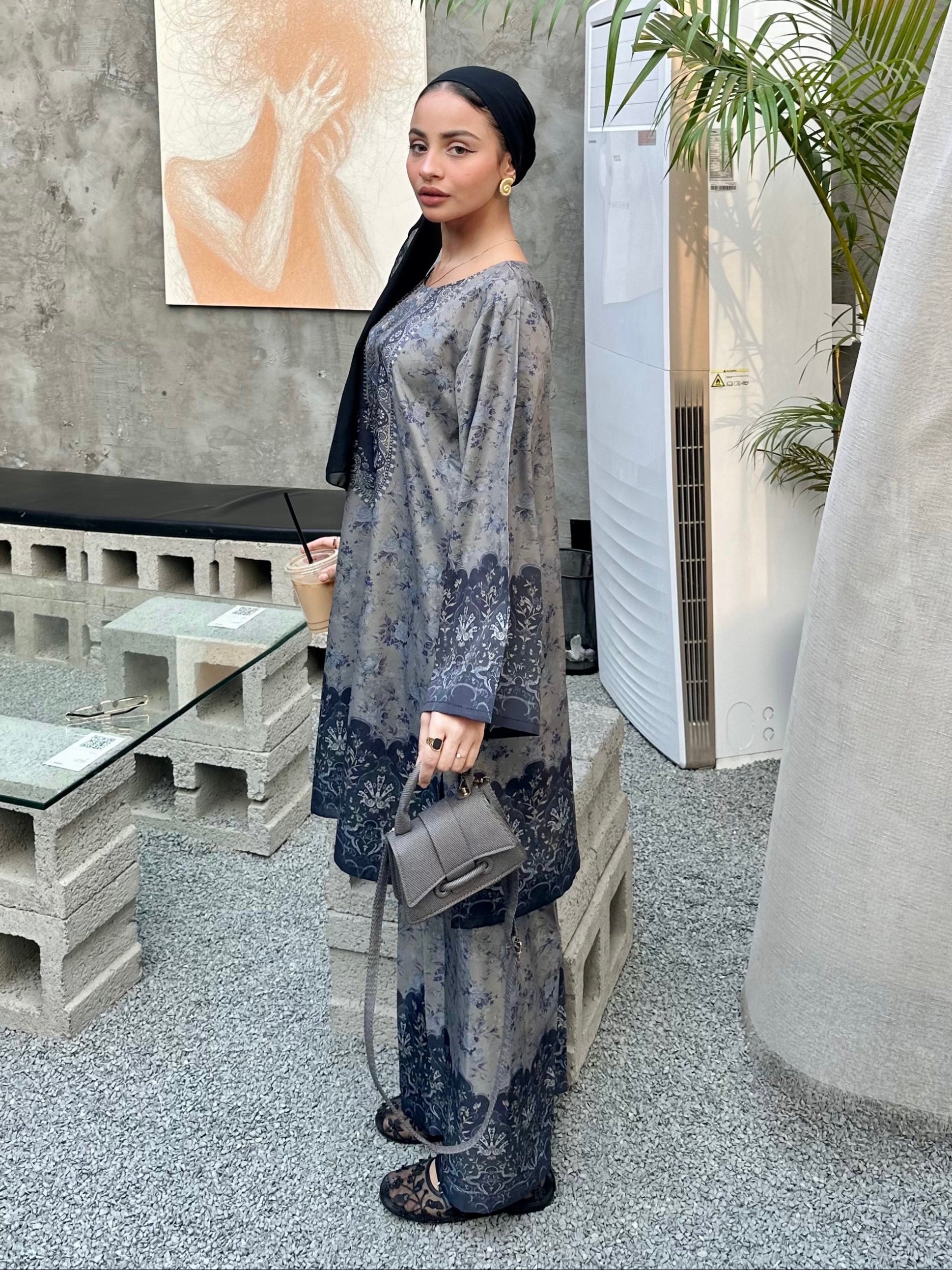 viscose raw silk Co Ord Sets in Steel blue