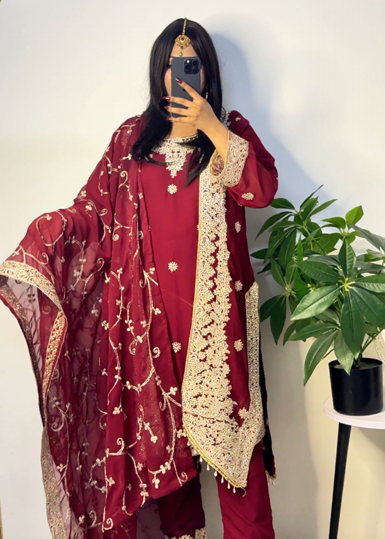 chiffon Gown in Blood red