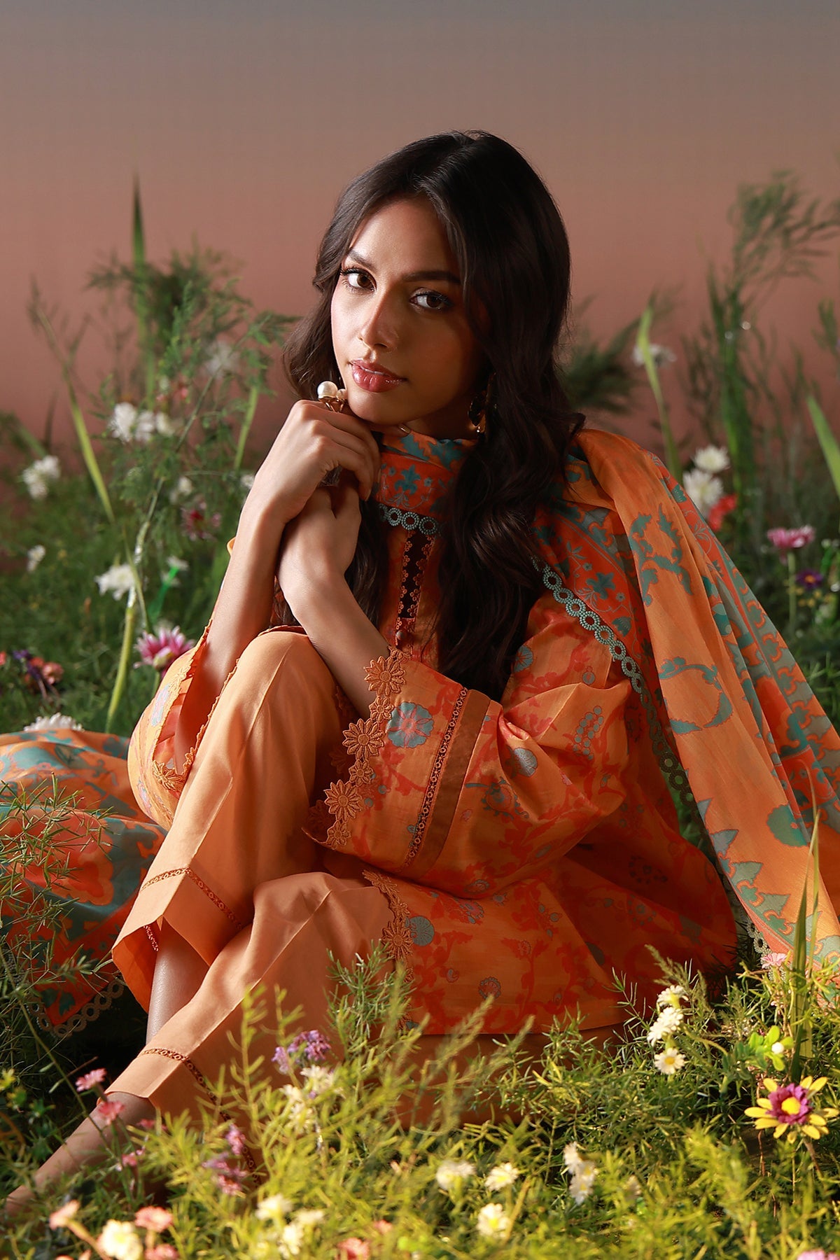 Mirha Lawn – Amber Petals