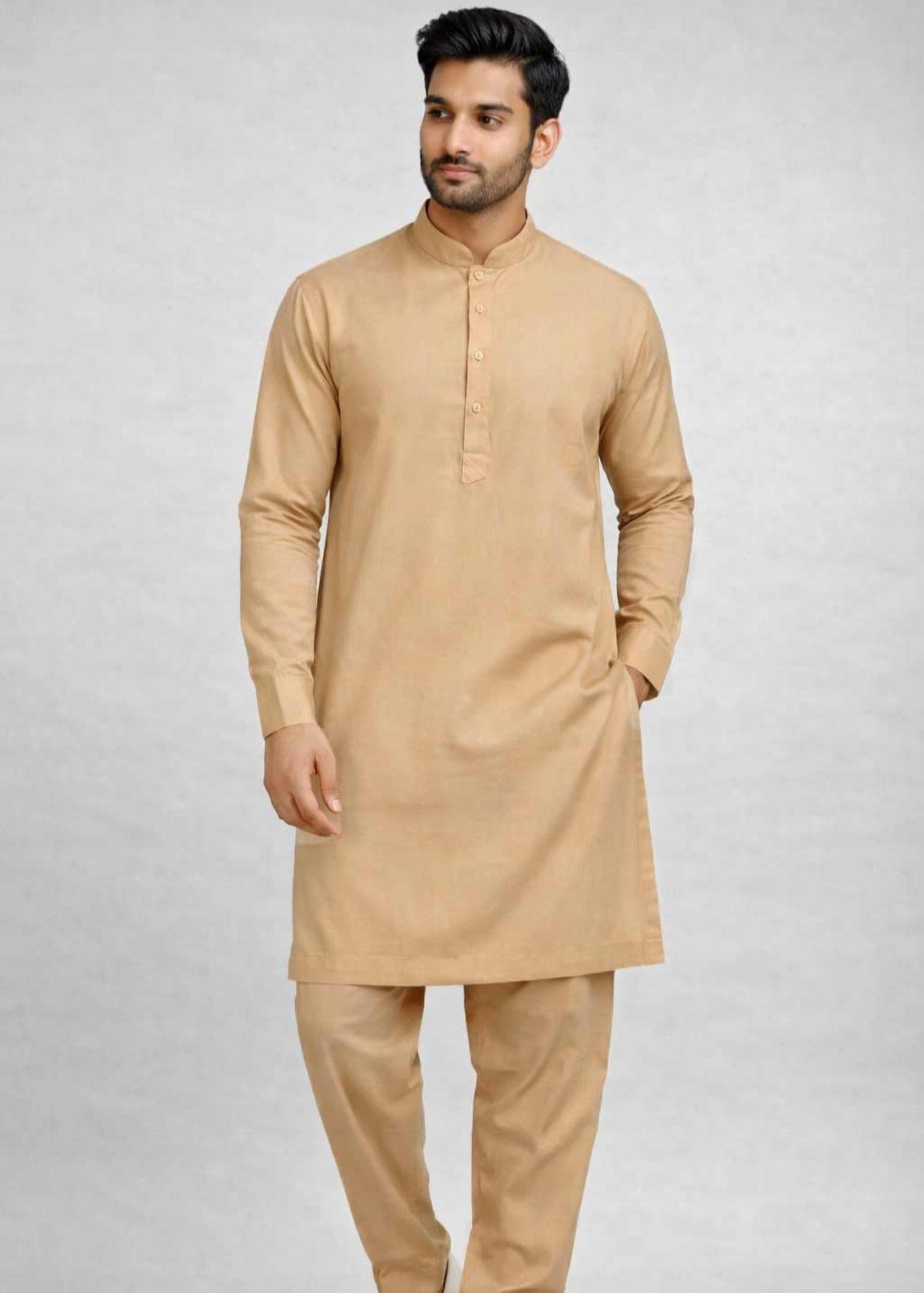 wash & wear Kurta Set in Wheat