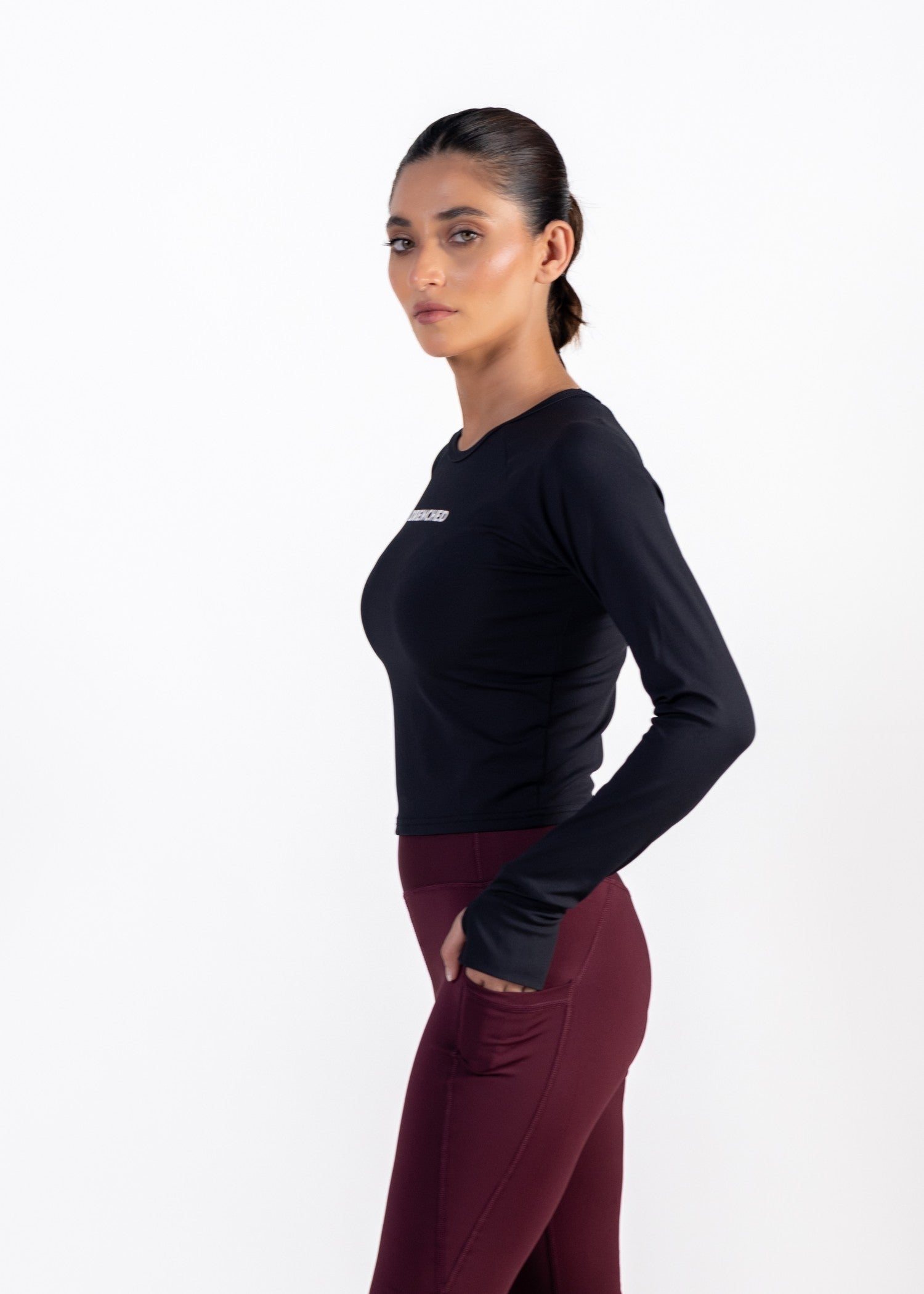 polyester nylon T Shirt in Black