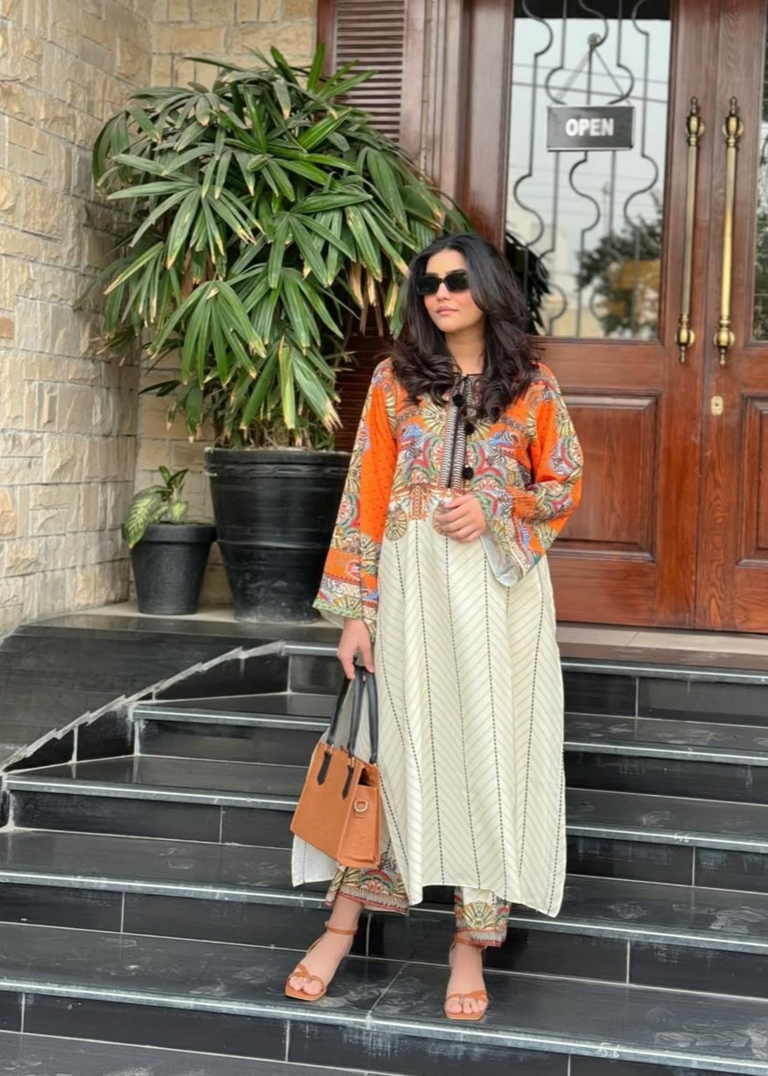 poly lawn Co Ord Sets in Orange