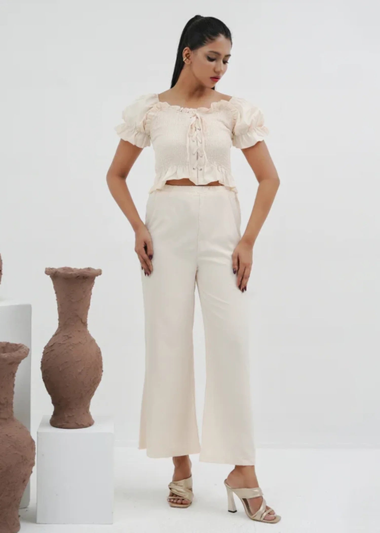 chiffon Co Ord Sets in Off-white