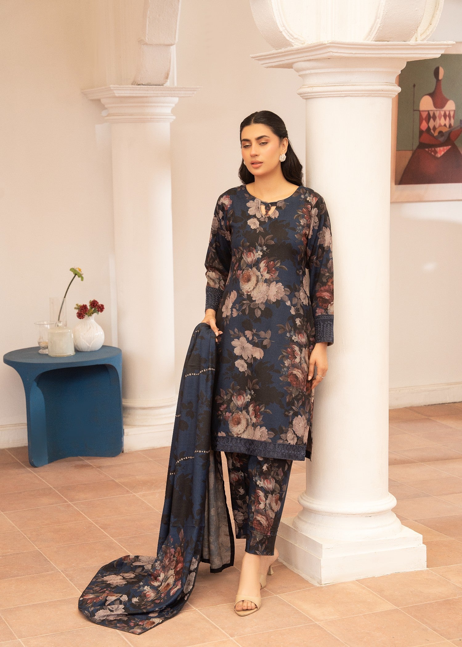 dhanak Kurta Set in Sapphire blue