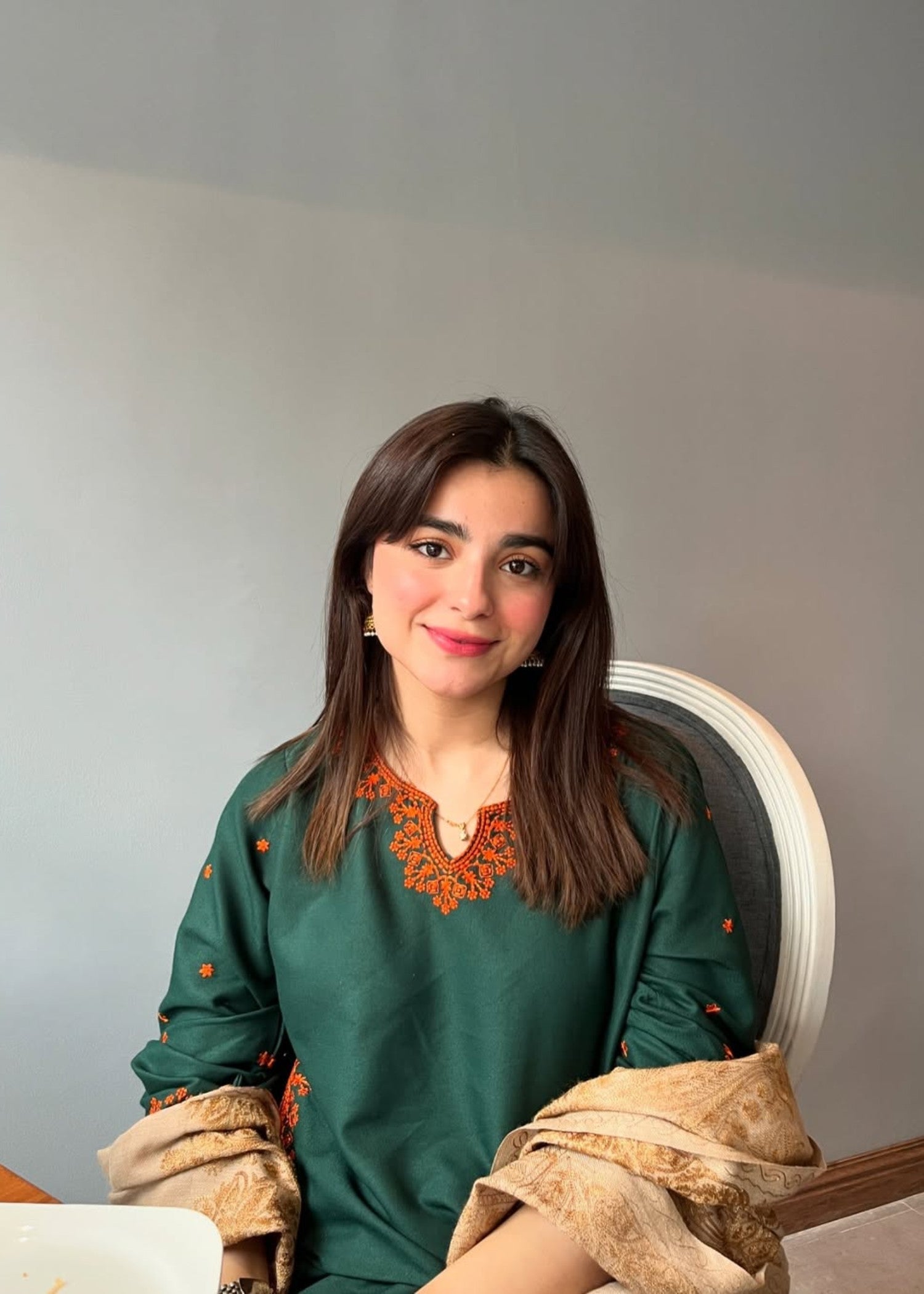 linen Kurta Set in Bottle green