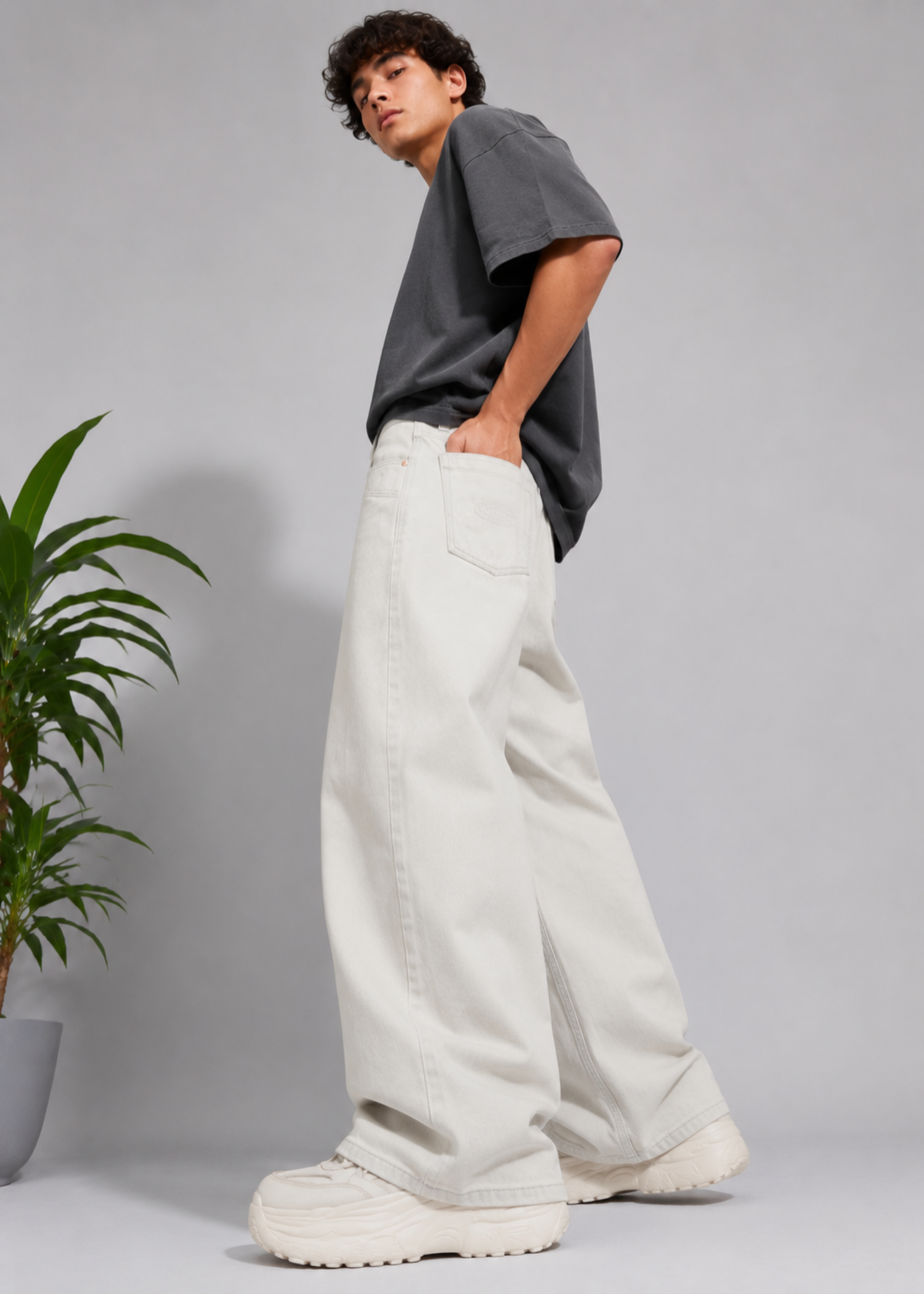 denim Jeans in Off-white