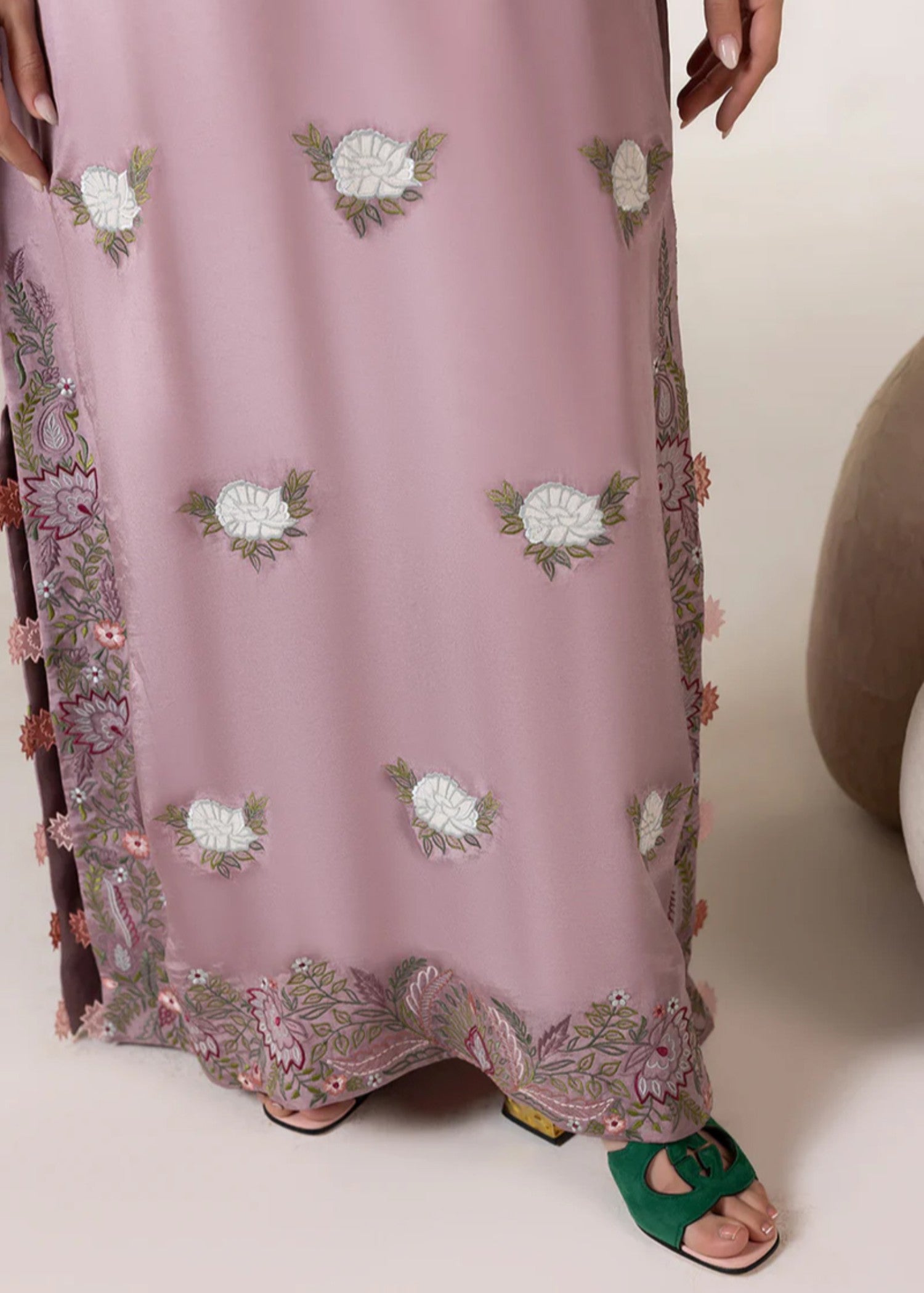 cotton silk Kaftan in Mauve pink