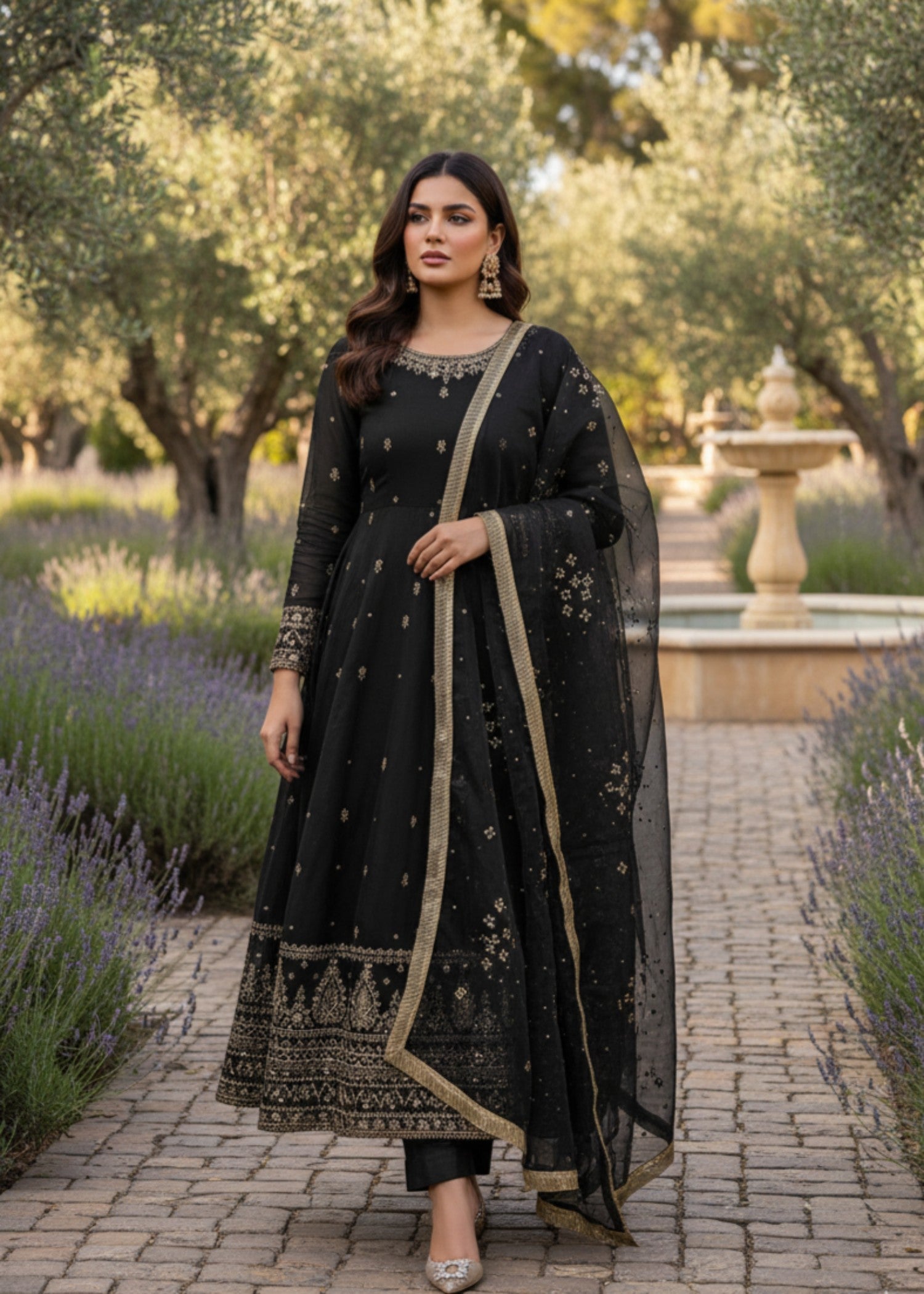 kattan silk Maxi in Black