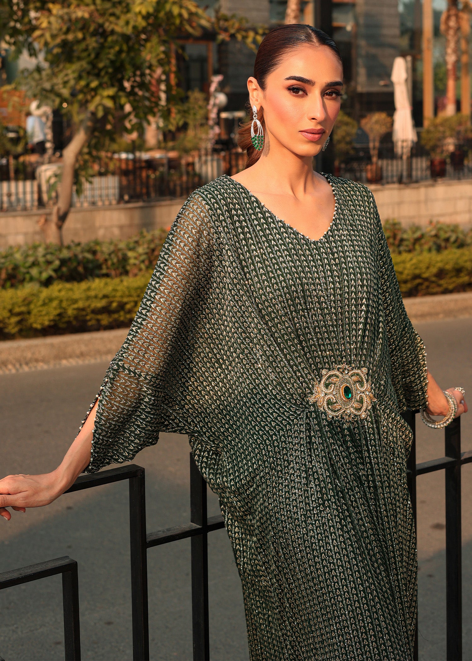 chiffon Kaftan in Green