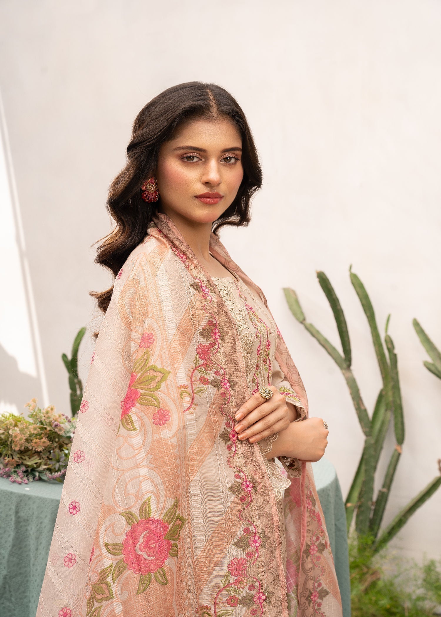 lawn Kurta Set in Beige