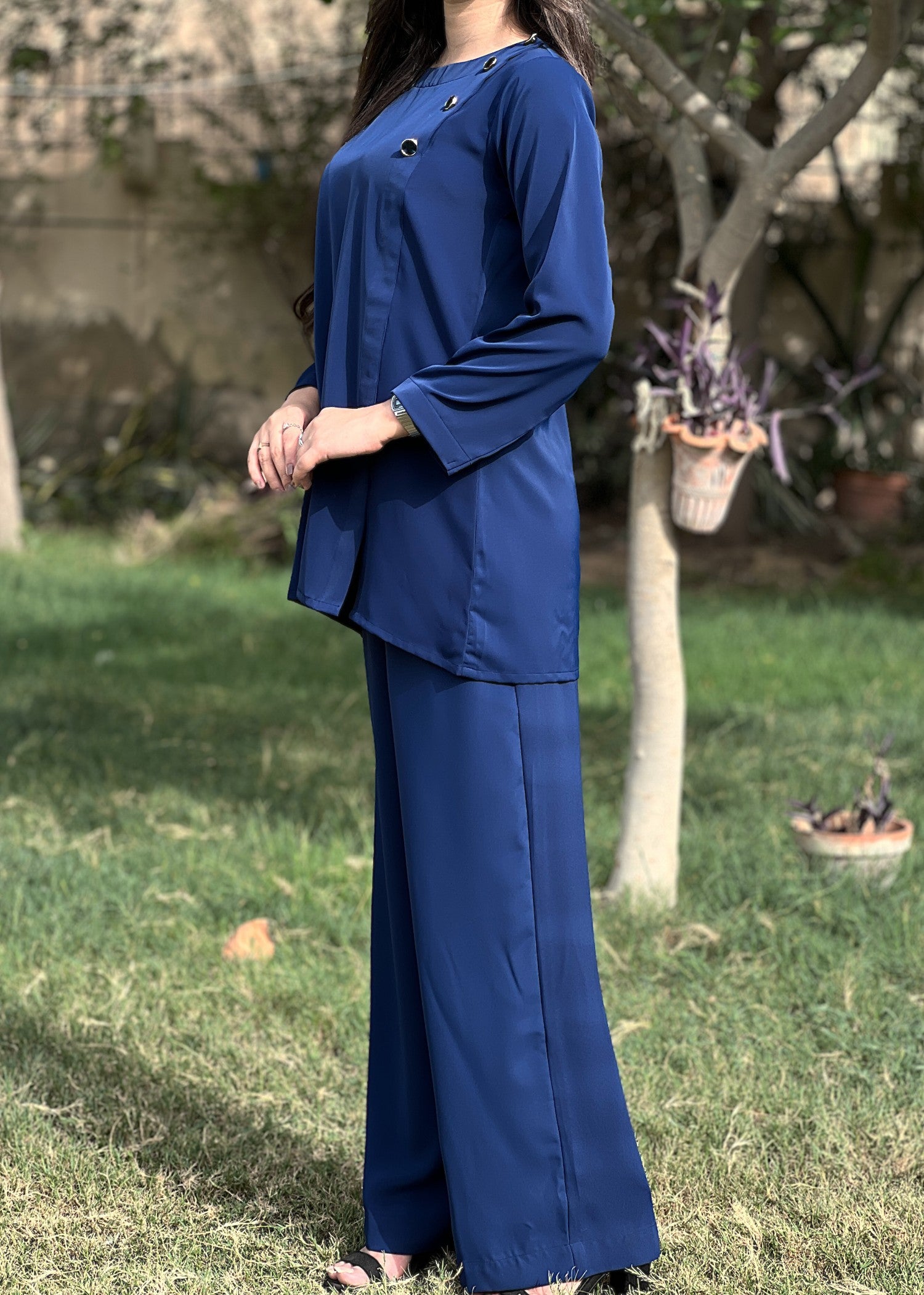 georgette Co Ord Sets in Navy blue