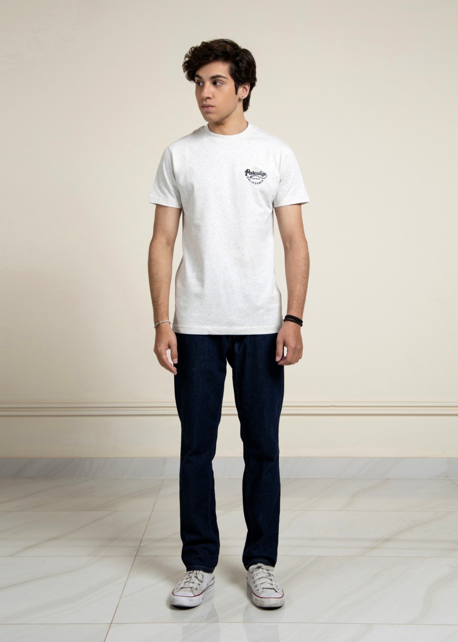 cotton jersey T Shirt in Off-white