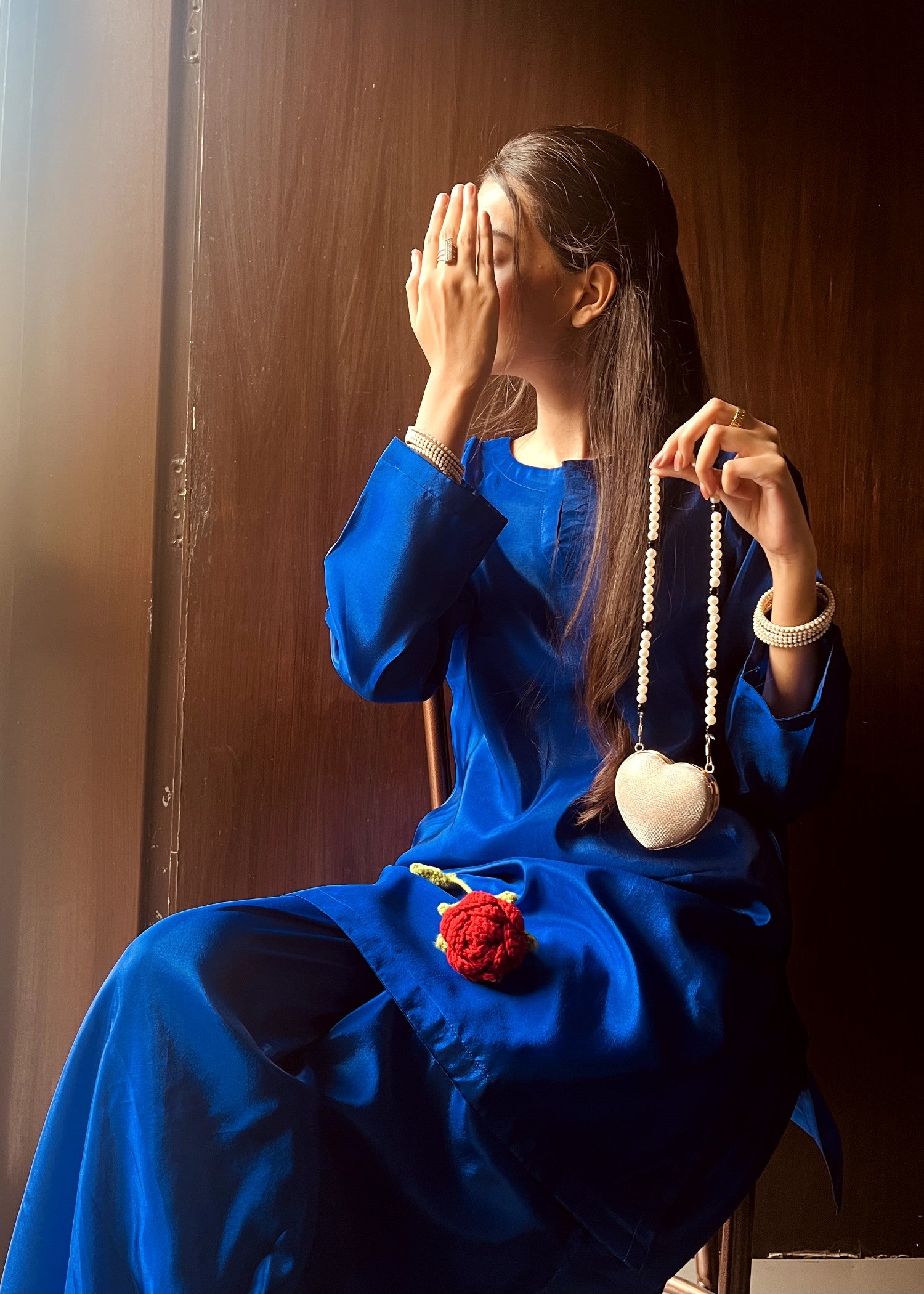 poly silk Co Ord Sets in Sapphire blue
