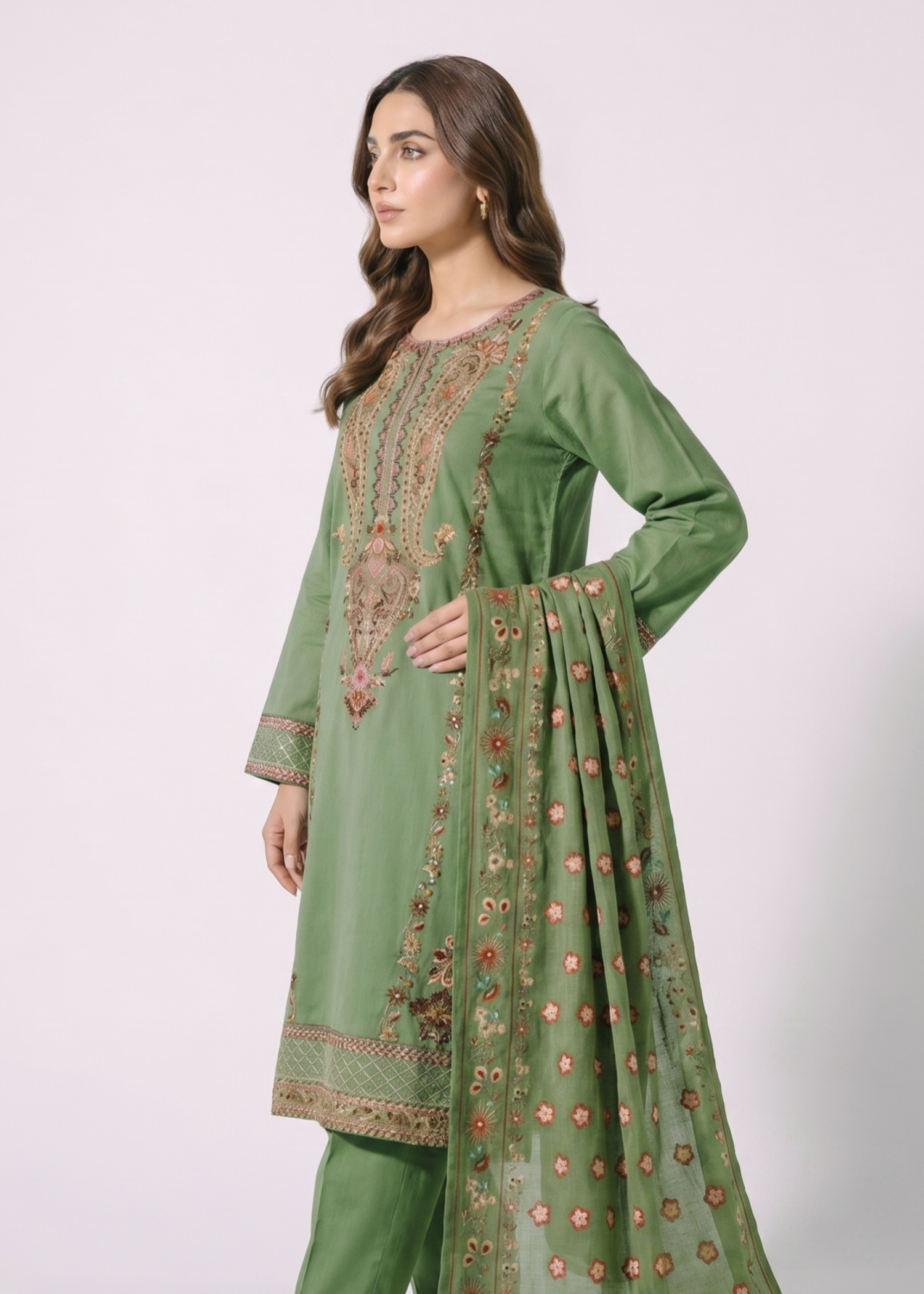 cotton dobby Kurta Set in Pistachio green