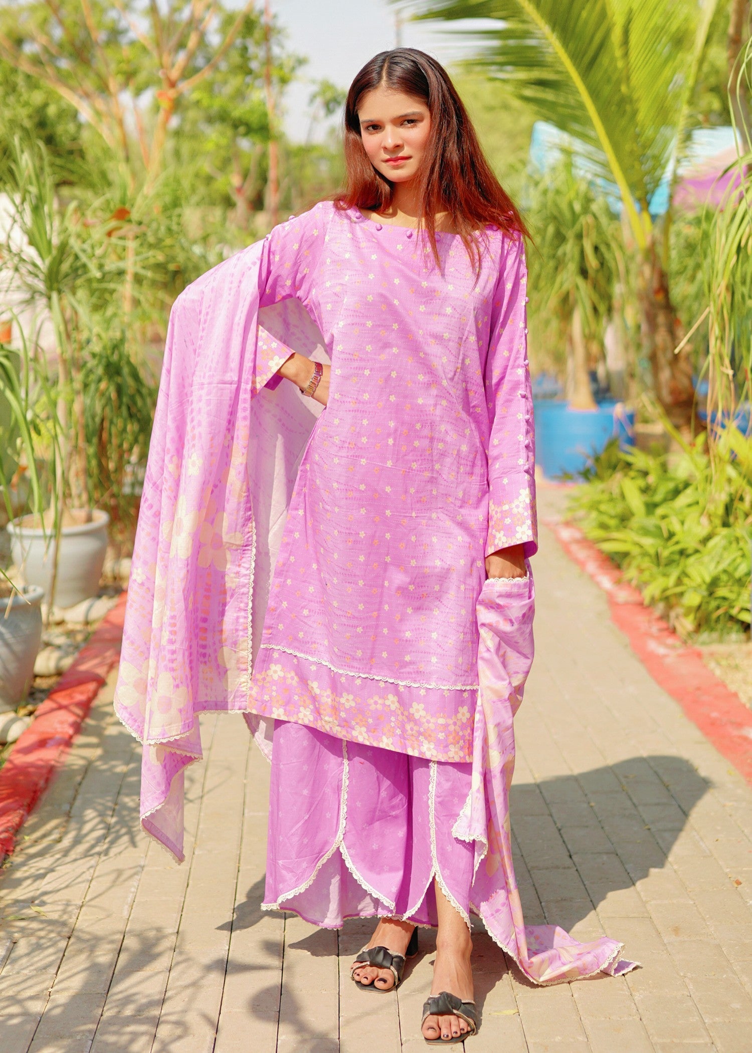 lawn Unstitched in Lavender pink