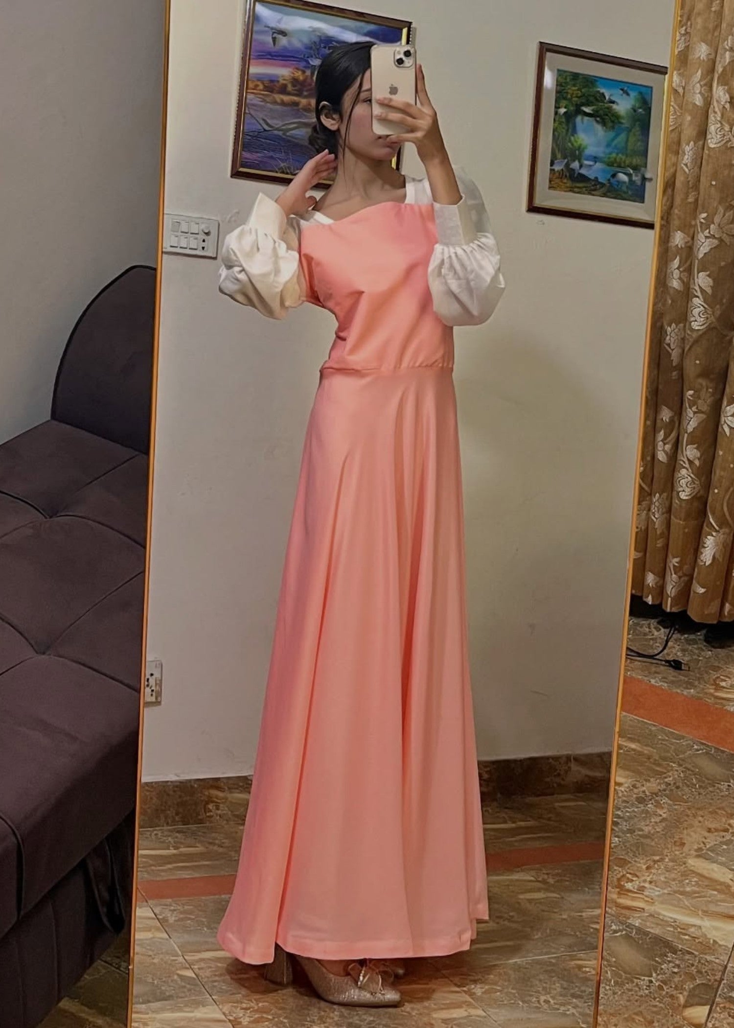 grip Frock in Peach orange