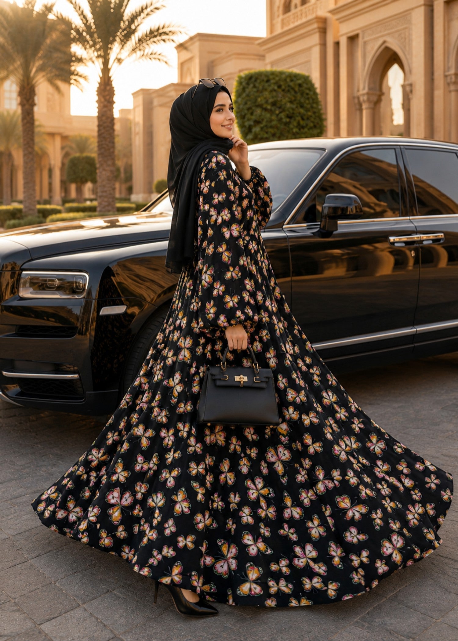 georgette Abaya in Black