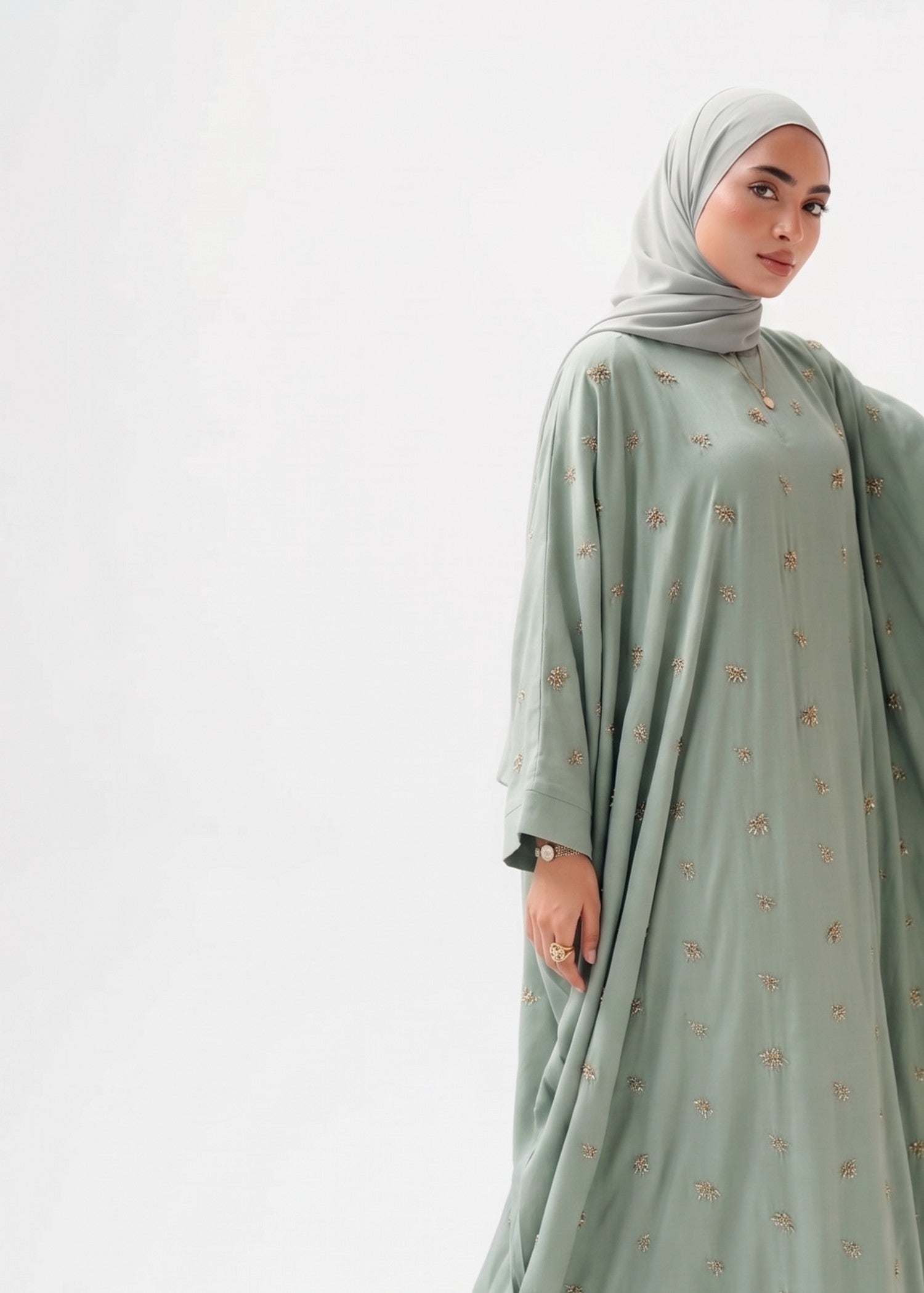 crinkle Abaya in Sage green