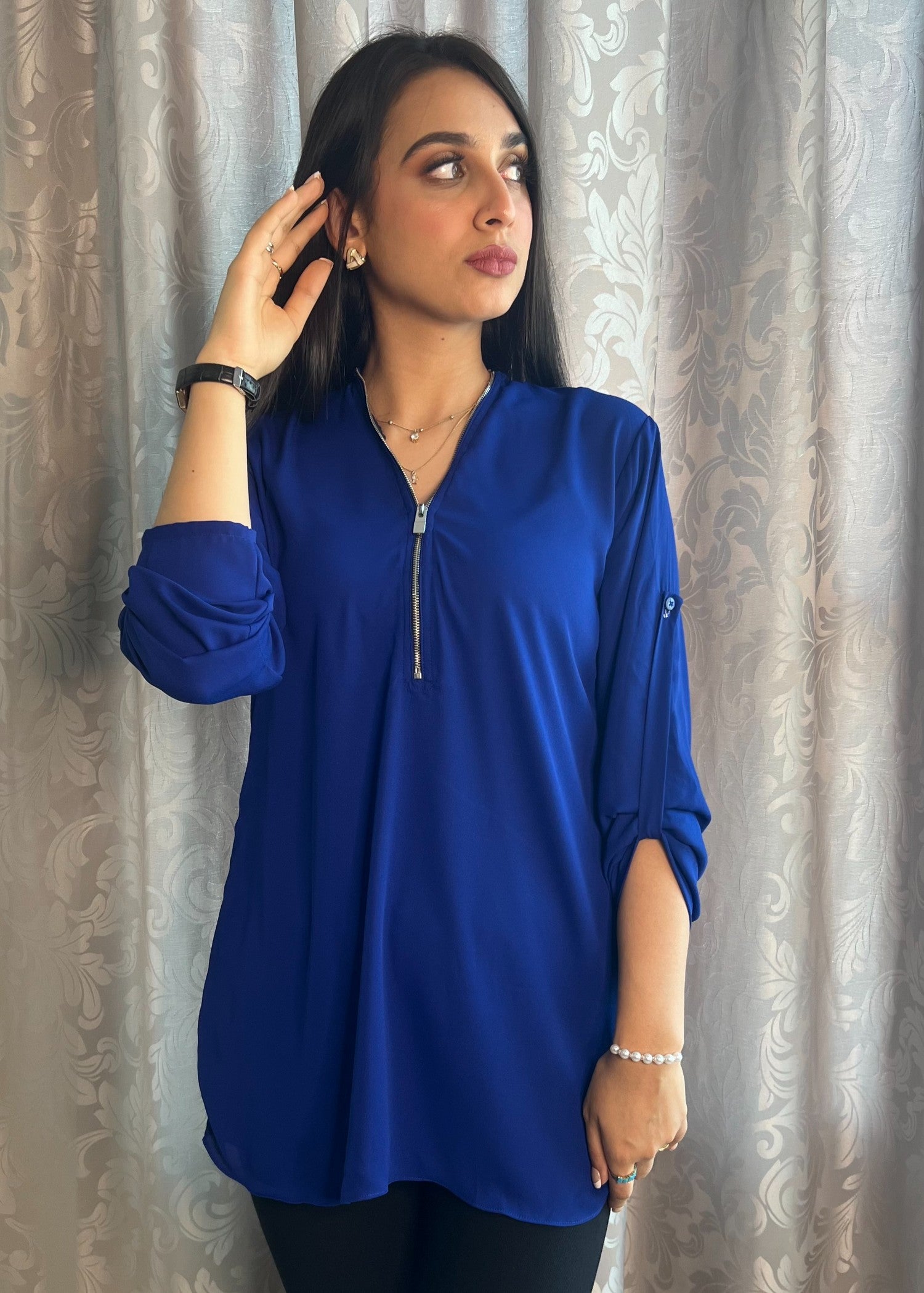 georgette Top in Dark blue