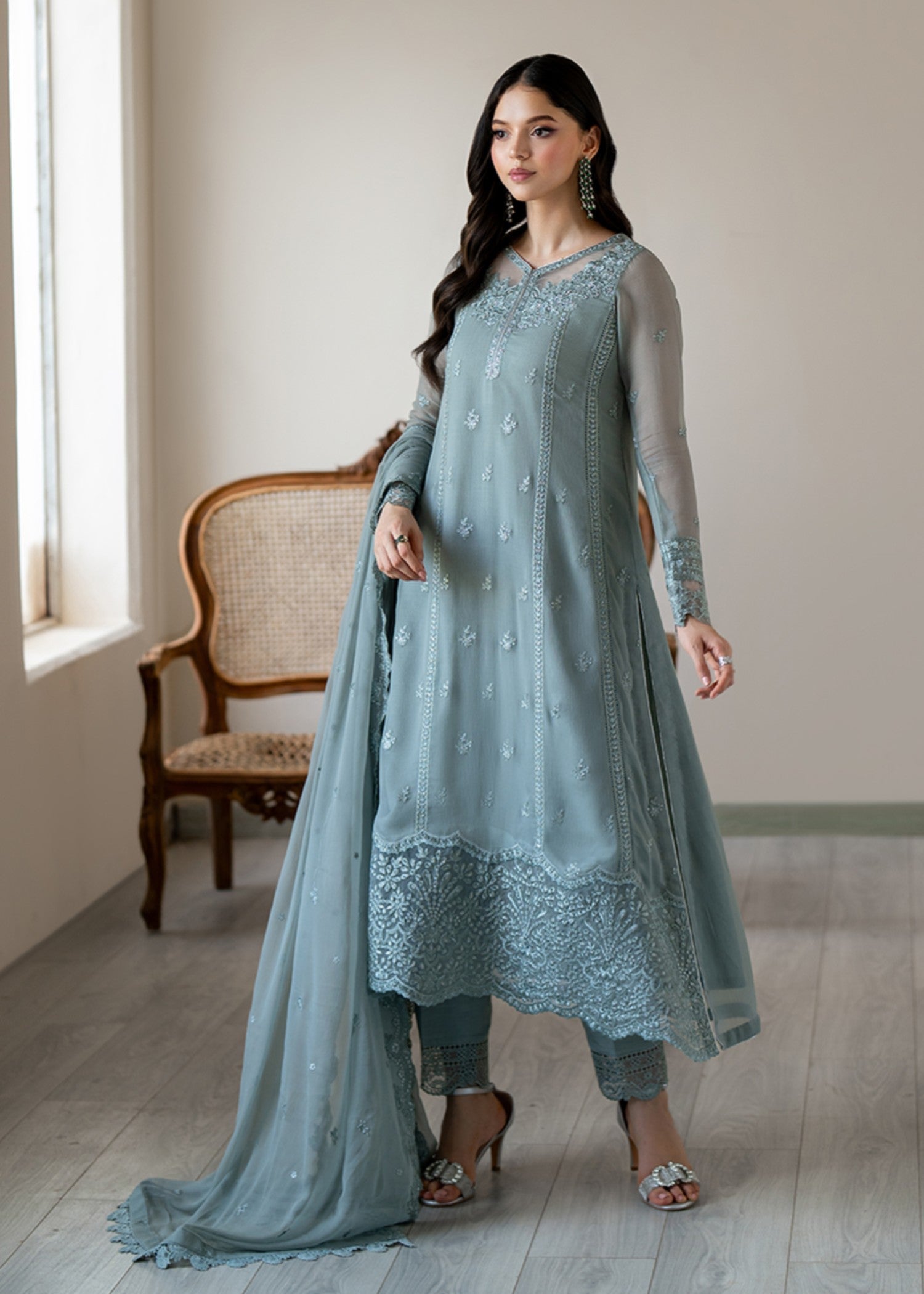 chiffon Unstitched in Pastel green