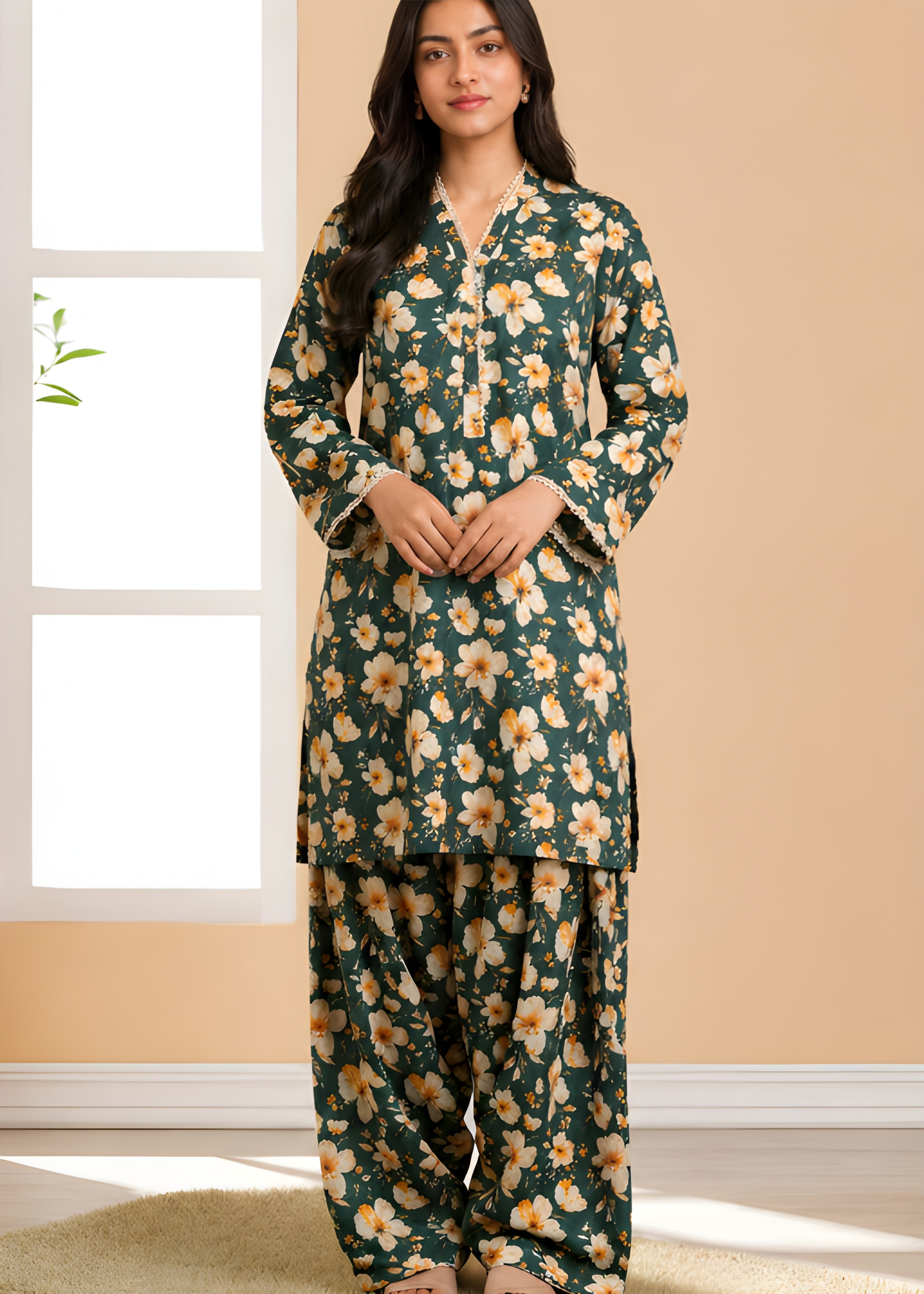 lawn Co Ord Sets in Dark green