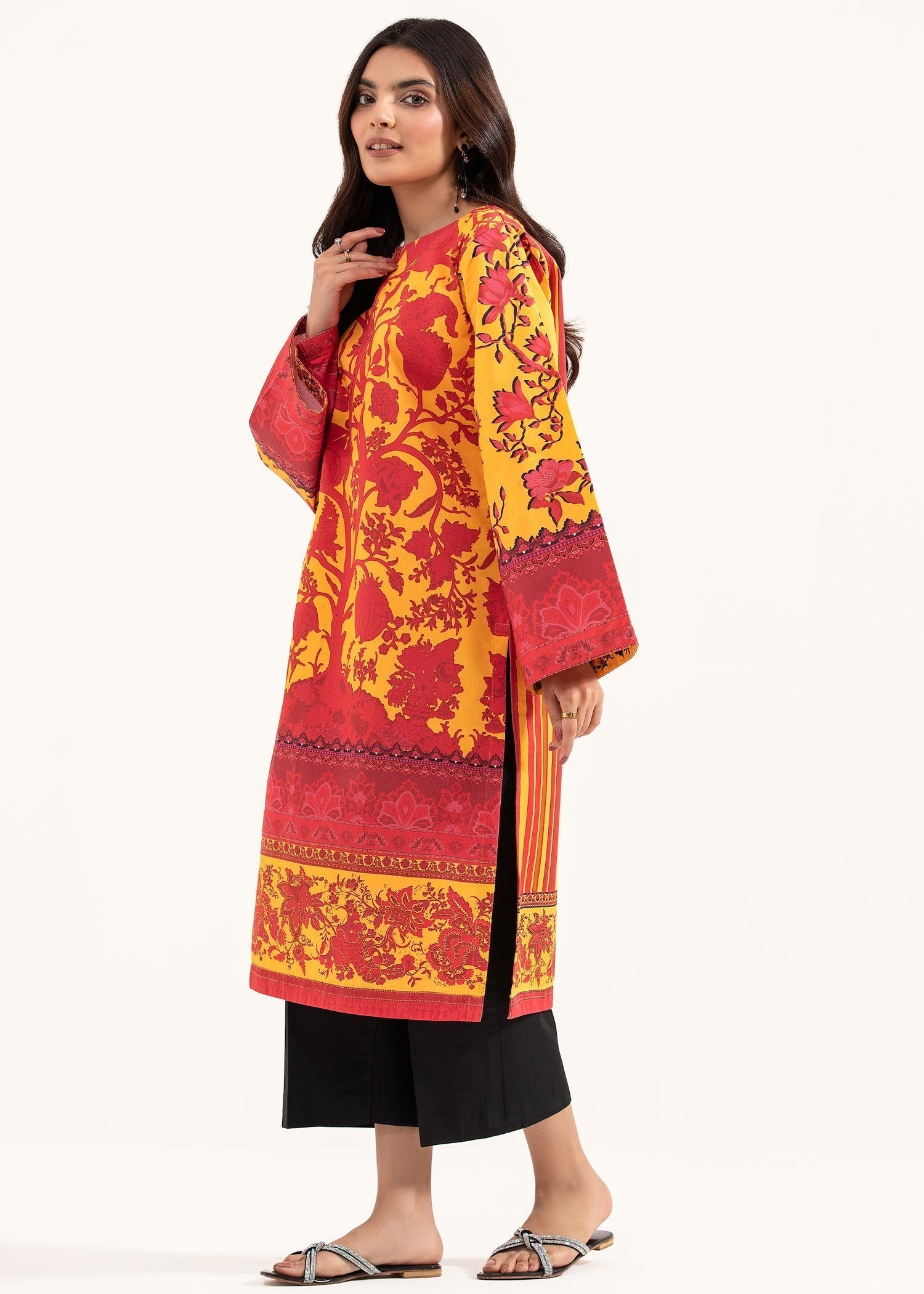 cotton satin Kurti in Multi