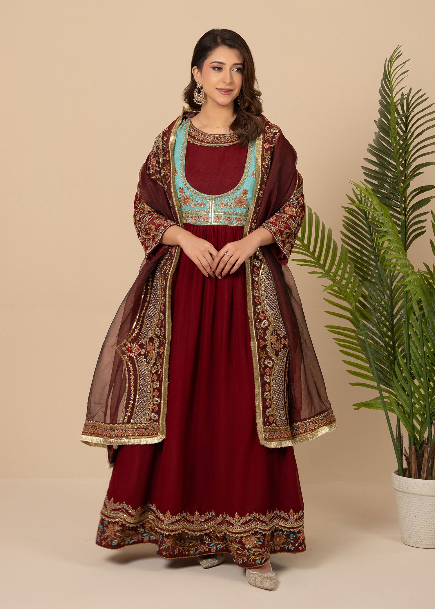 crinkle Maxi in Maroon