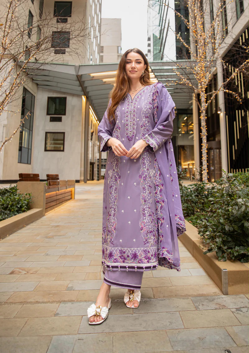lawn cotton Kurta Set in Lavender grey