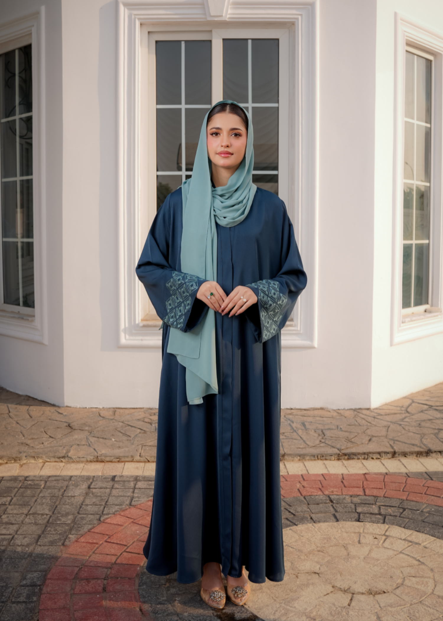 nidha Abaya in Emerald green