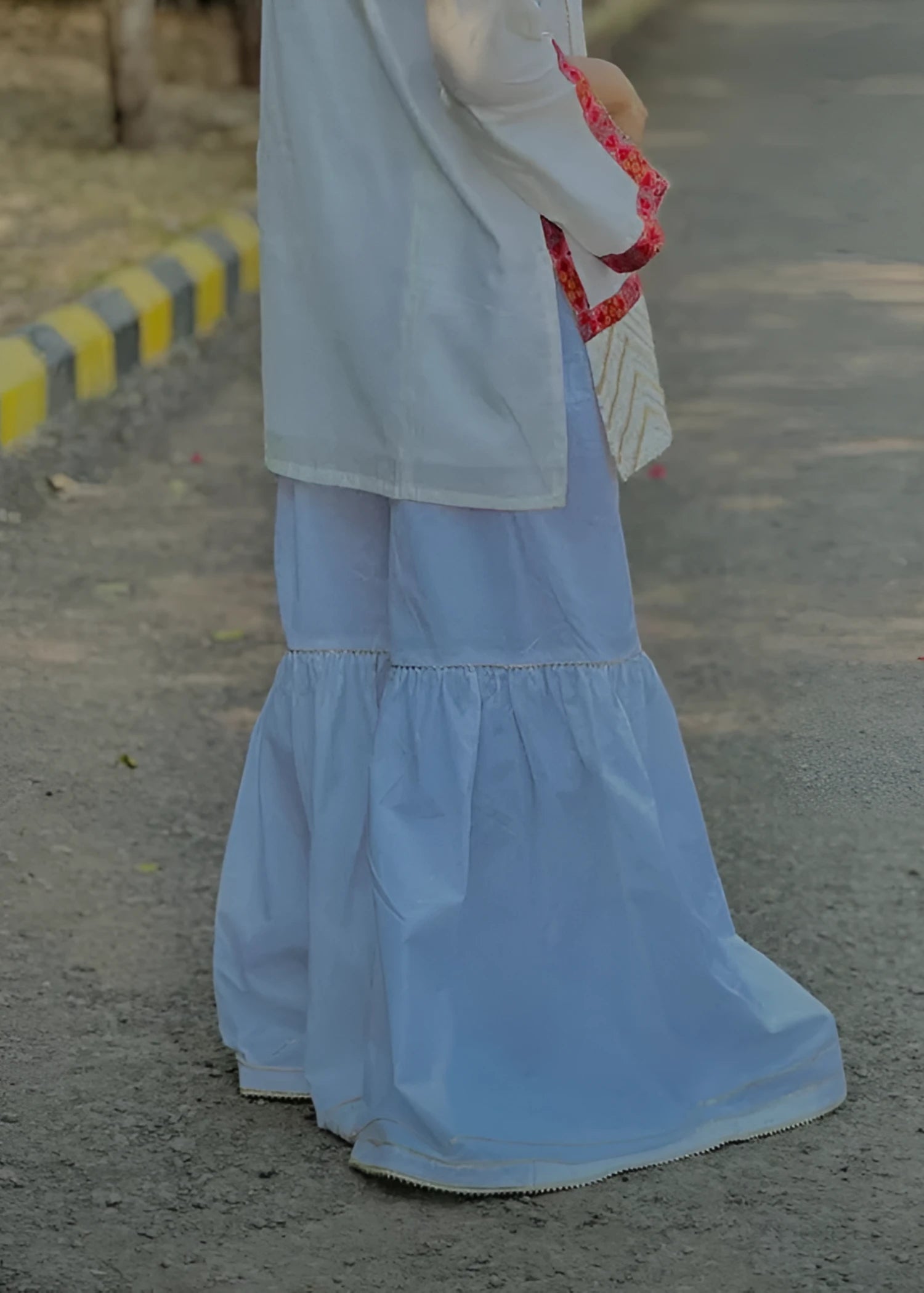 cotton Gharara in White