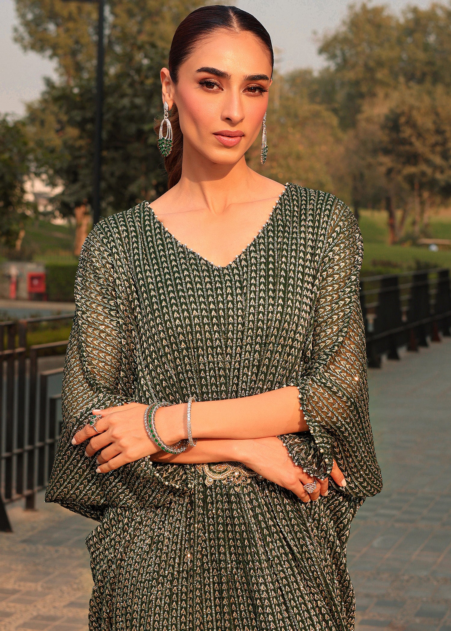 chiffon Kaftan in Green