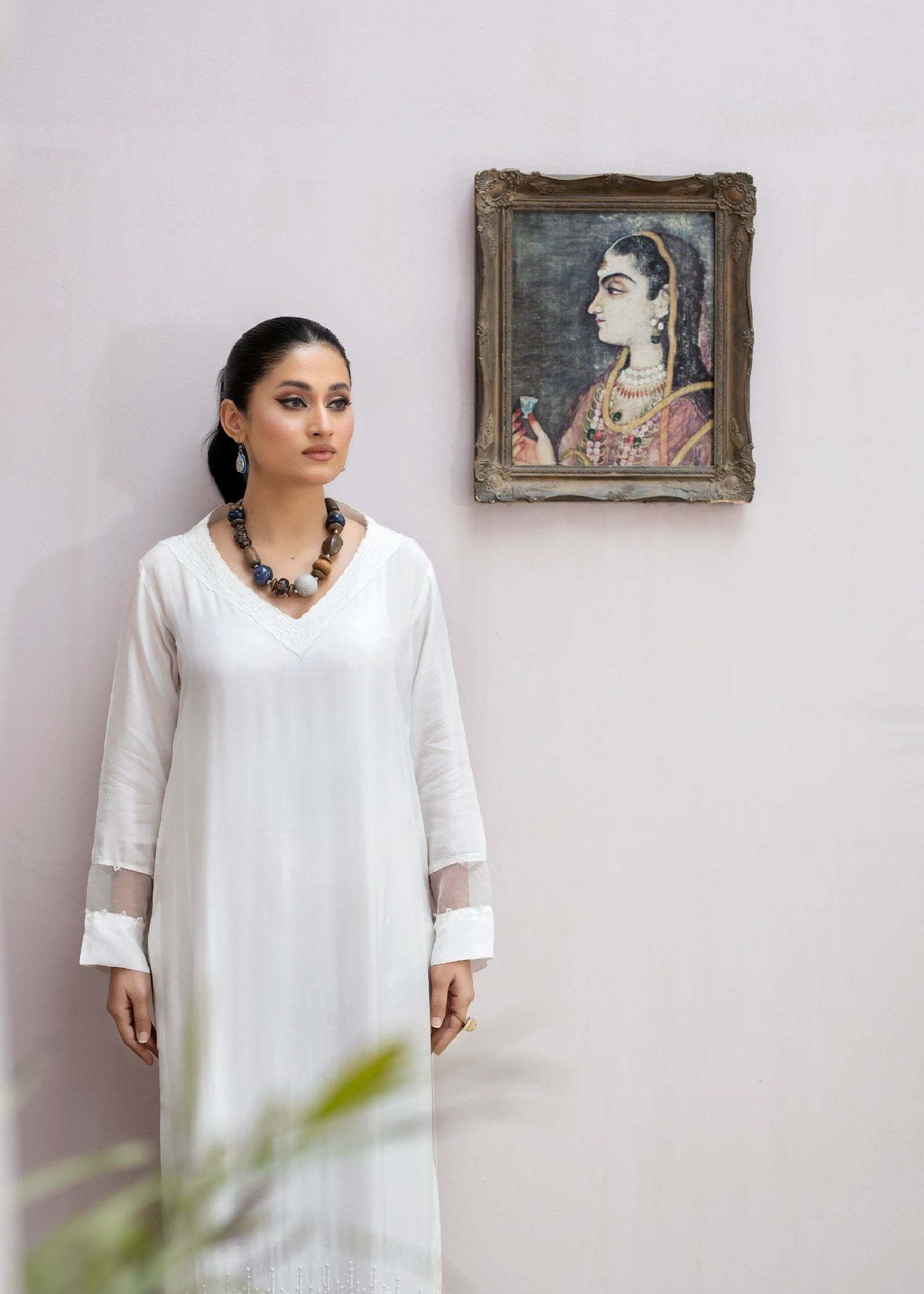 grip Kurta Set in White